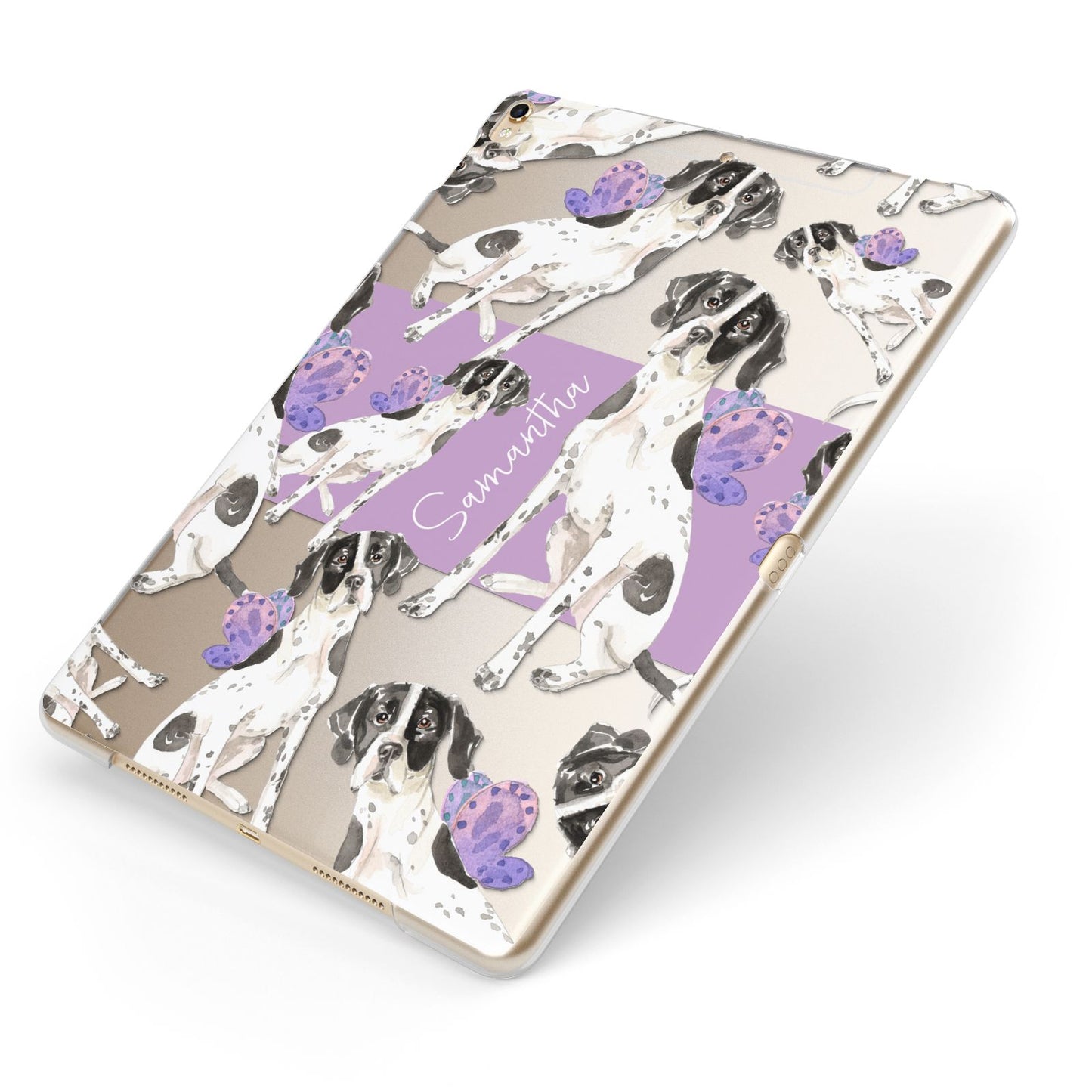 Personalised English Pointer Apple iPad Case on Gold iPad Side View