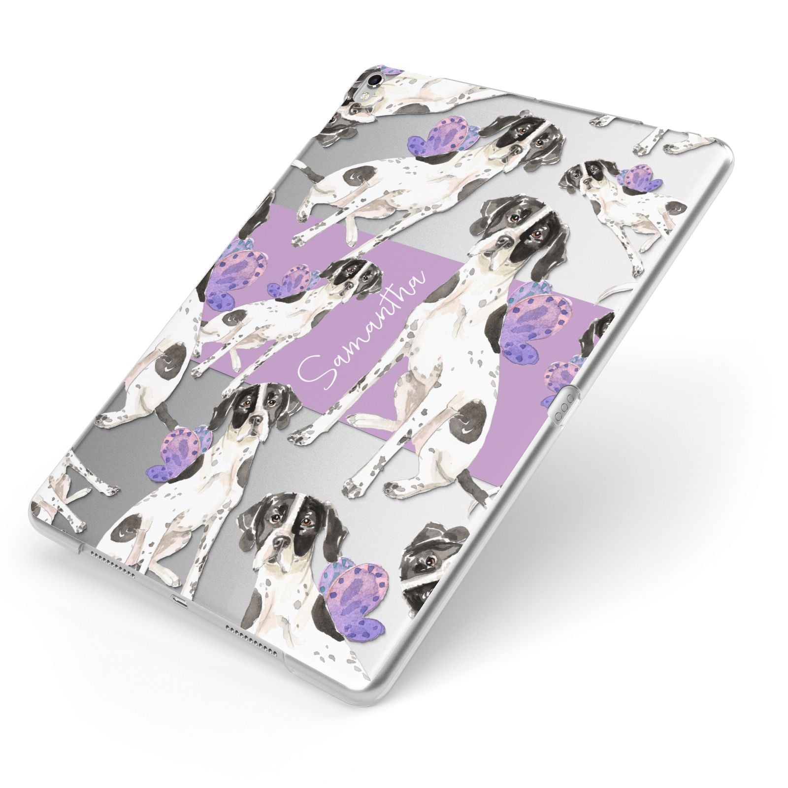 Personalised English Pointer Apple iPad Case on Silver iPad Side View