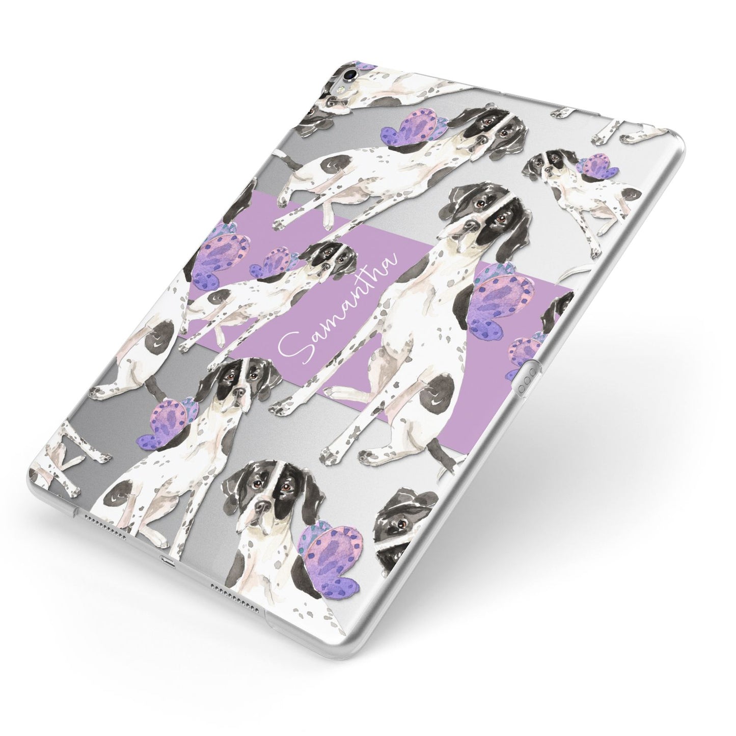 Personalised English Pointer Apple iPad Case on Silver iPad Side View