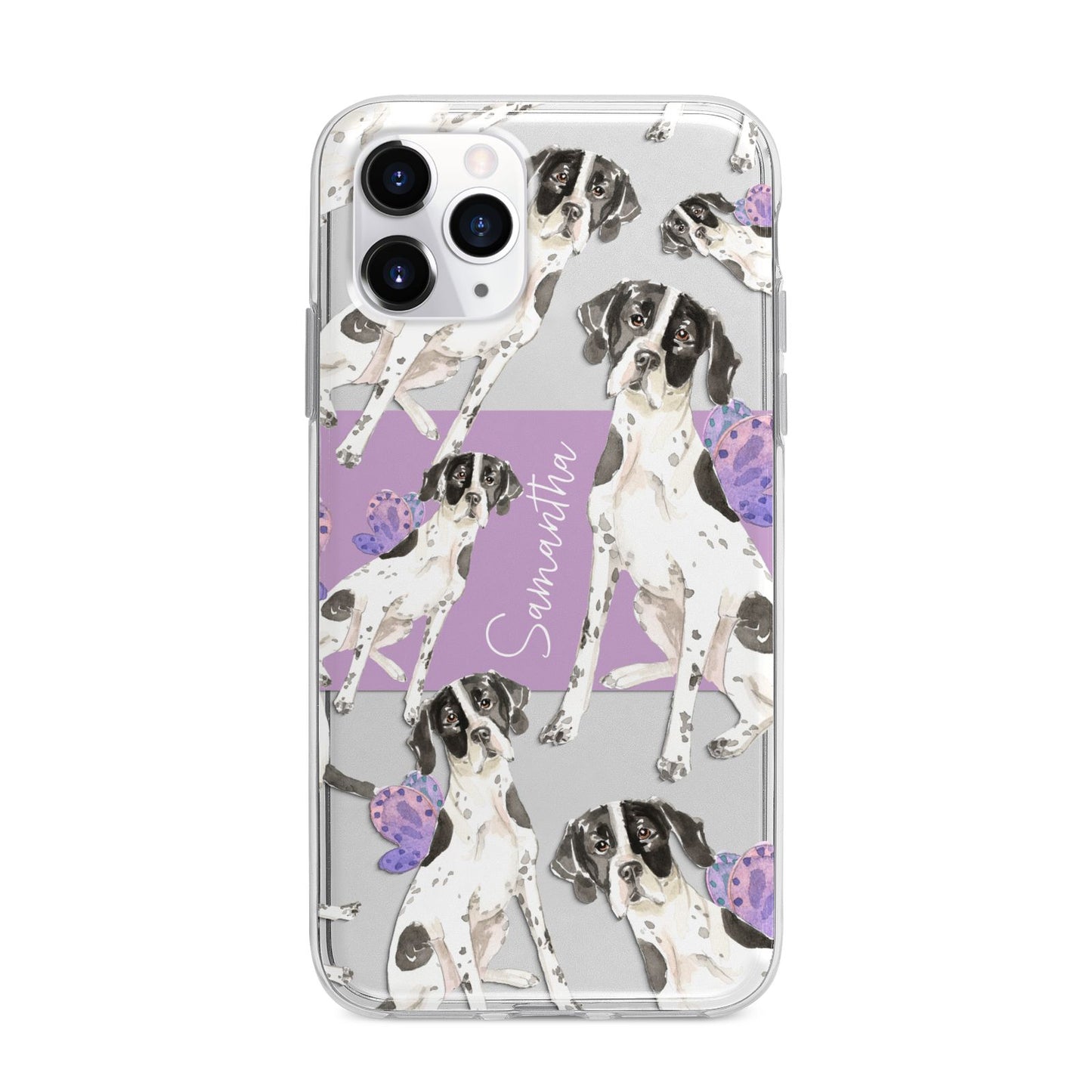 Personalised English Pointer Apple iPhone 11 Pro Max in Silver with Bumper Case