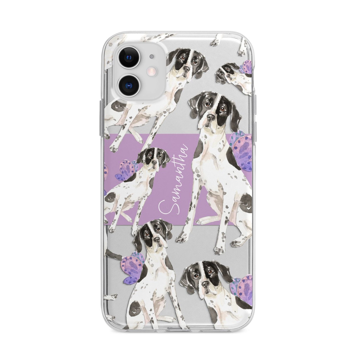 Personalised English Pointer Apple iPhone 11 in White with Bumper Case