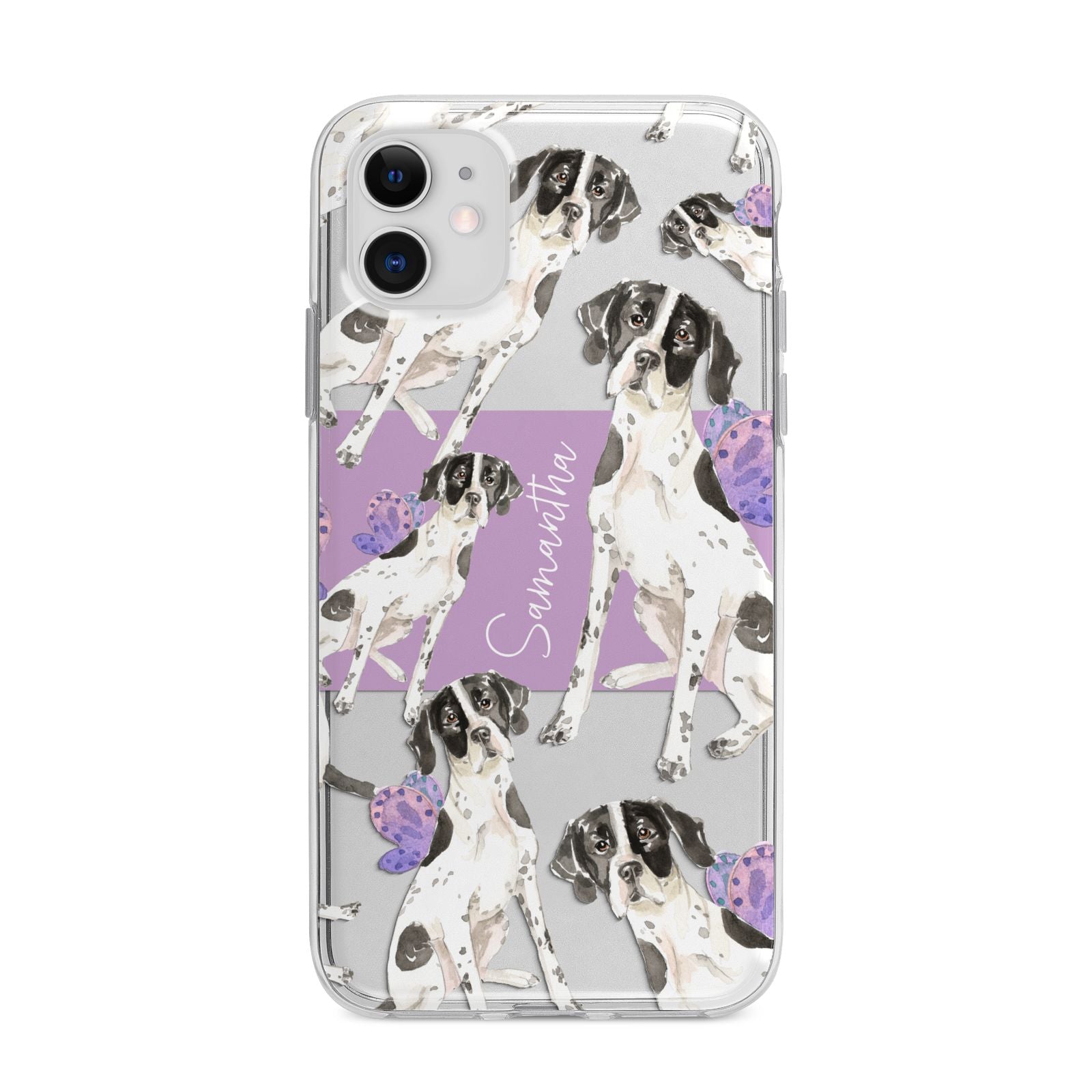 Personalised English Pointer Apple iPhone 11 in White with Bumper Case