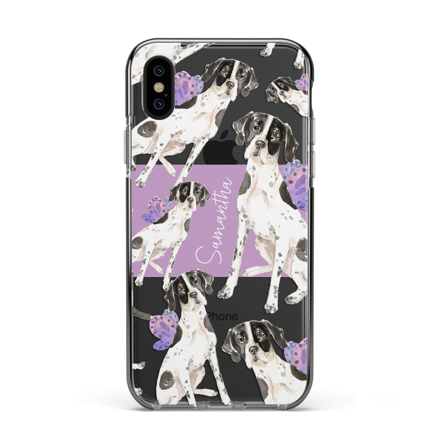 Personalised English Pointer Apple iPhone Xs Impact Case Black Edge on Black Phone