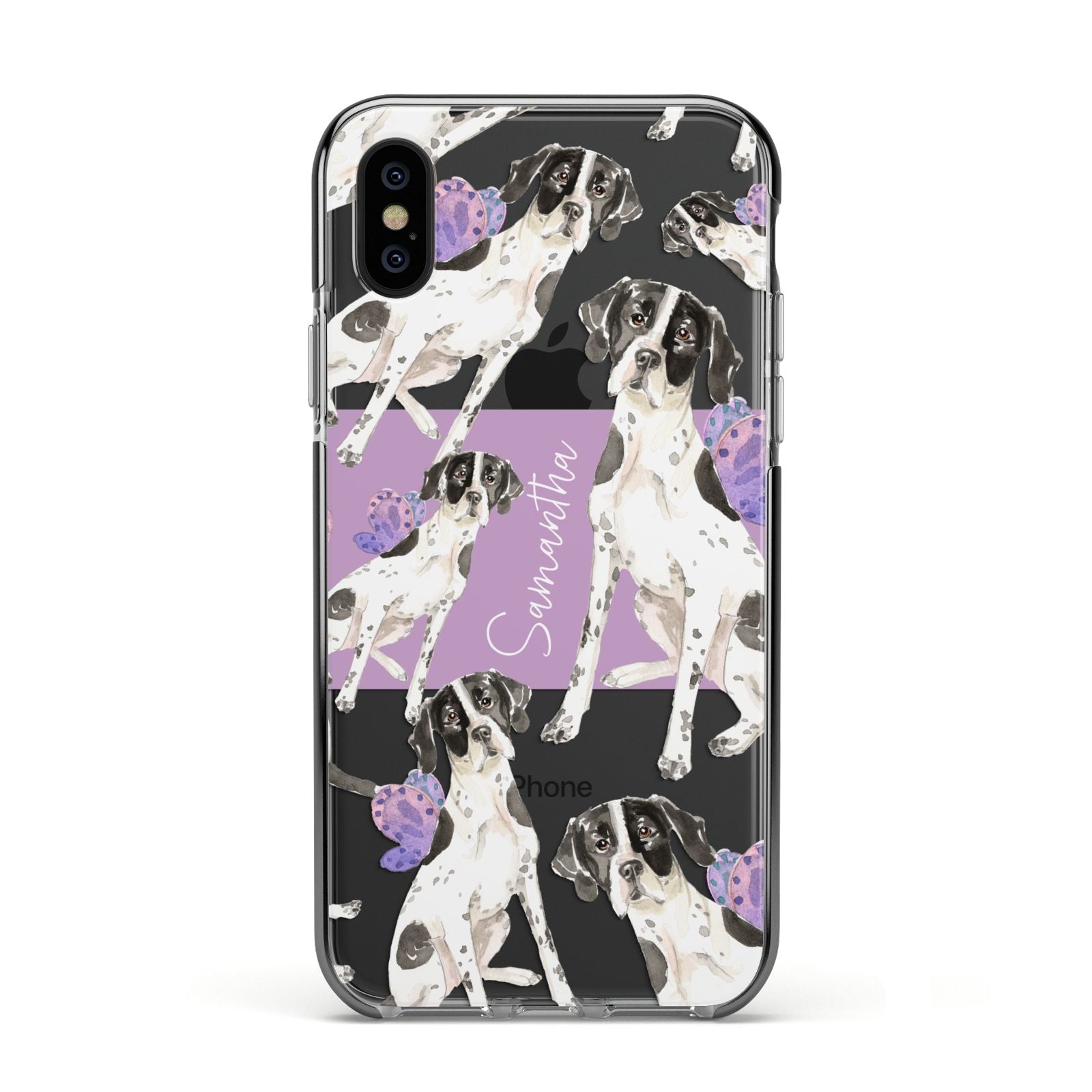 Personalised English Pointer Apple iPhone Xs Impact Case Black Edge on Black Phone