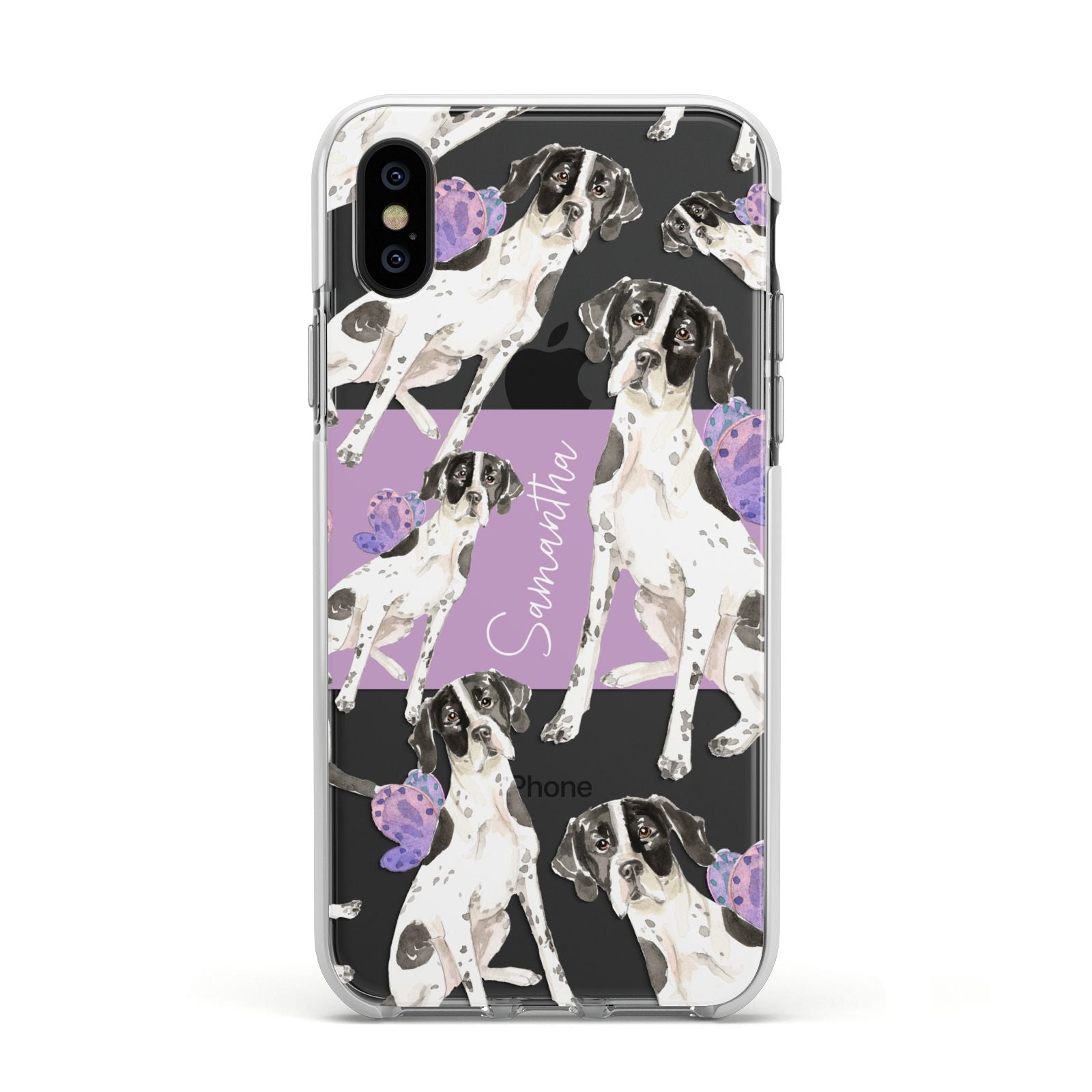 Personalised English Pointer Apple iPhone Xs Impact Case White Edge on Black Phone