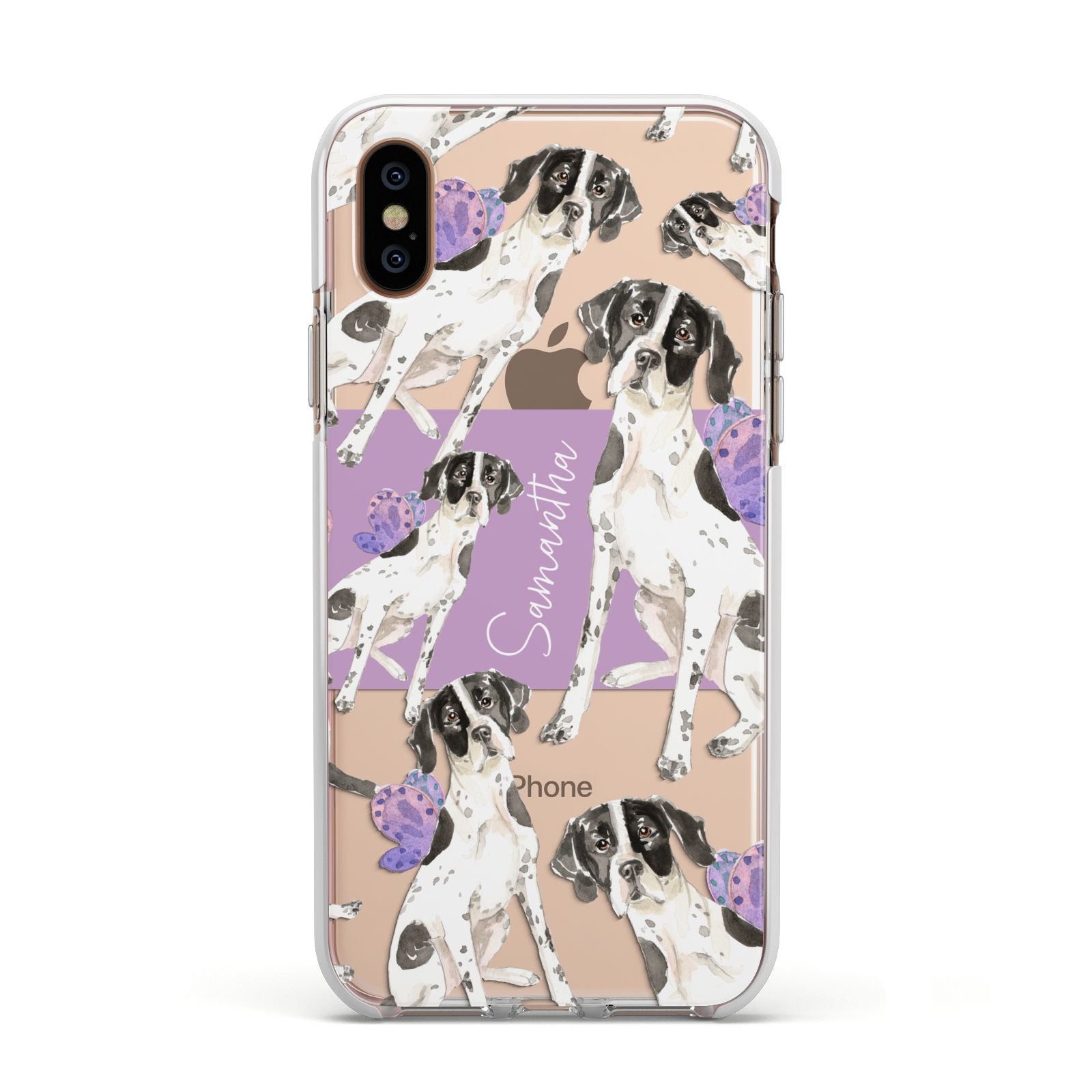 Personalised English Pointer Apple iPhone Xs Impact Case White Edge on Gold Phone