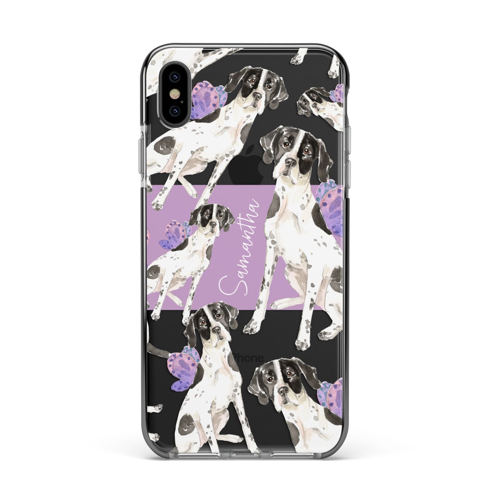 Personalised English Pointer Apple iPhone Xs Max Impact Case Black Edge on Black Phone