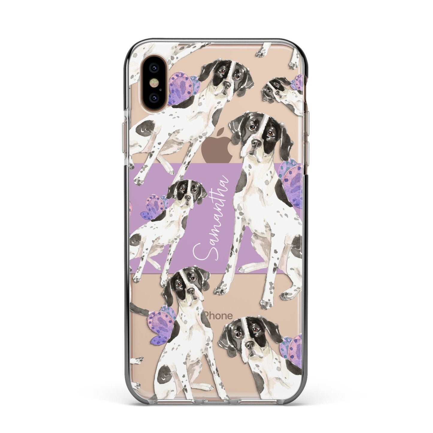 Personalised English Pointer Apple iPhone Xs Max Impact Case Black Edge on Gold Phone
