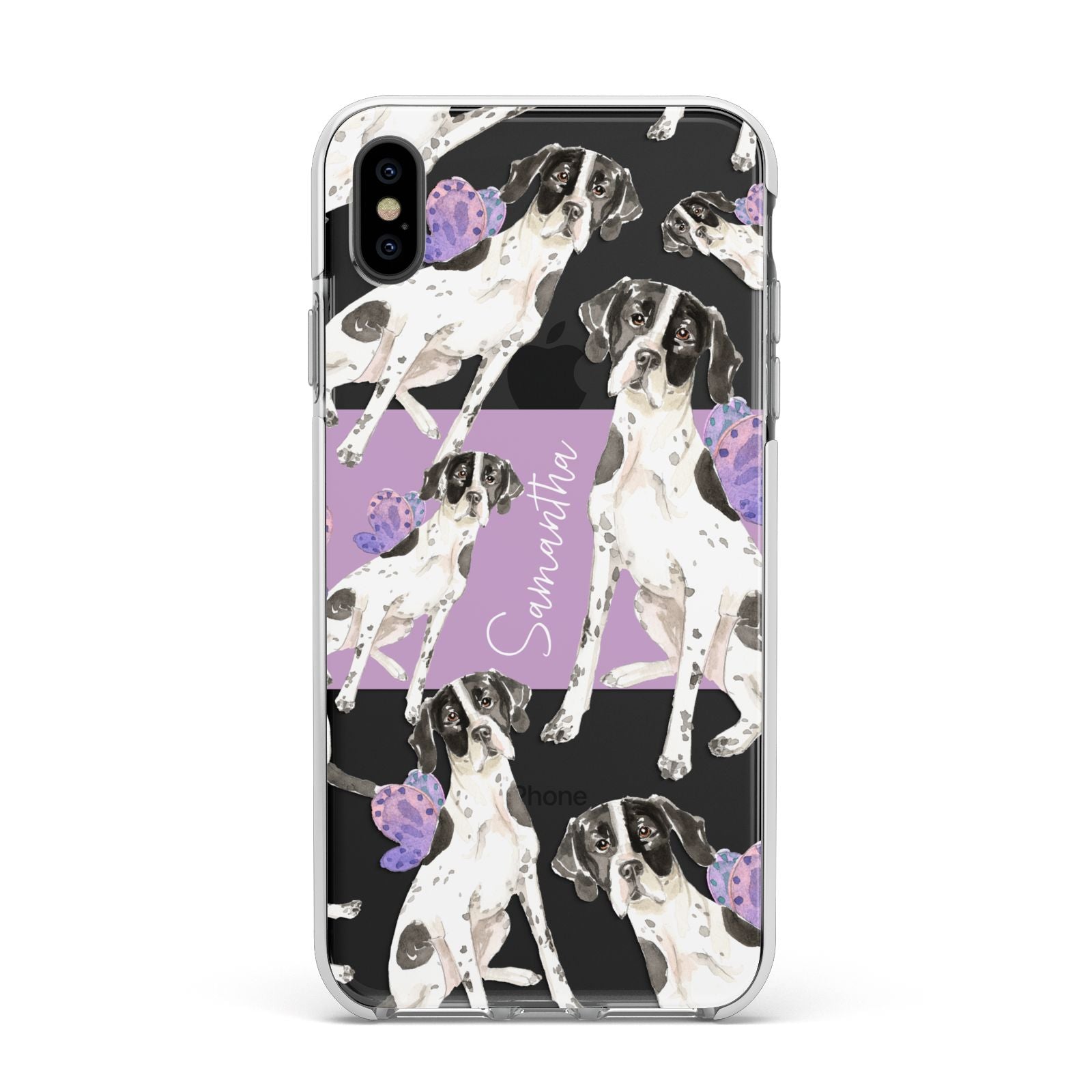 Personalised English Pointer Apple iPhone Xs Max Impact Case White Edge on Black Phone
