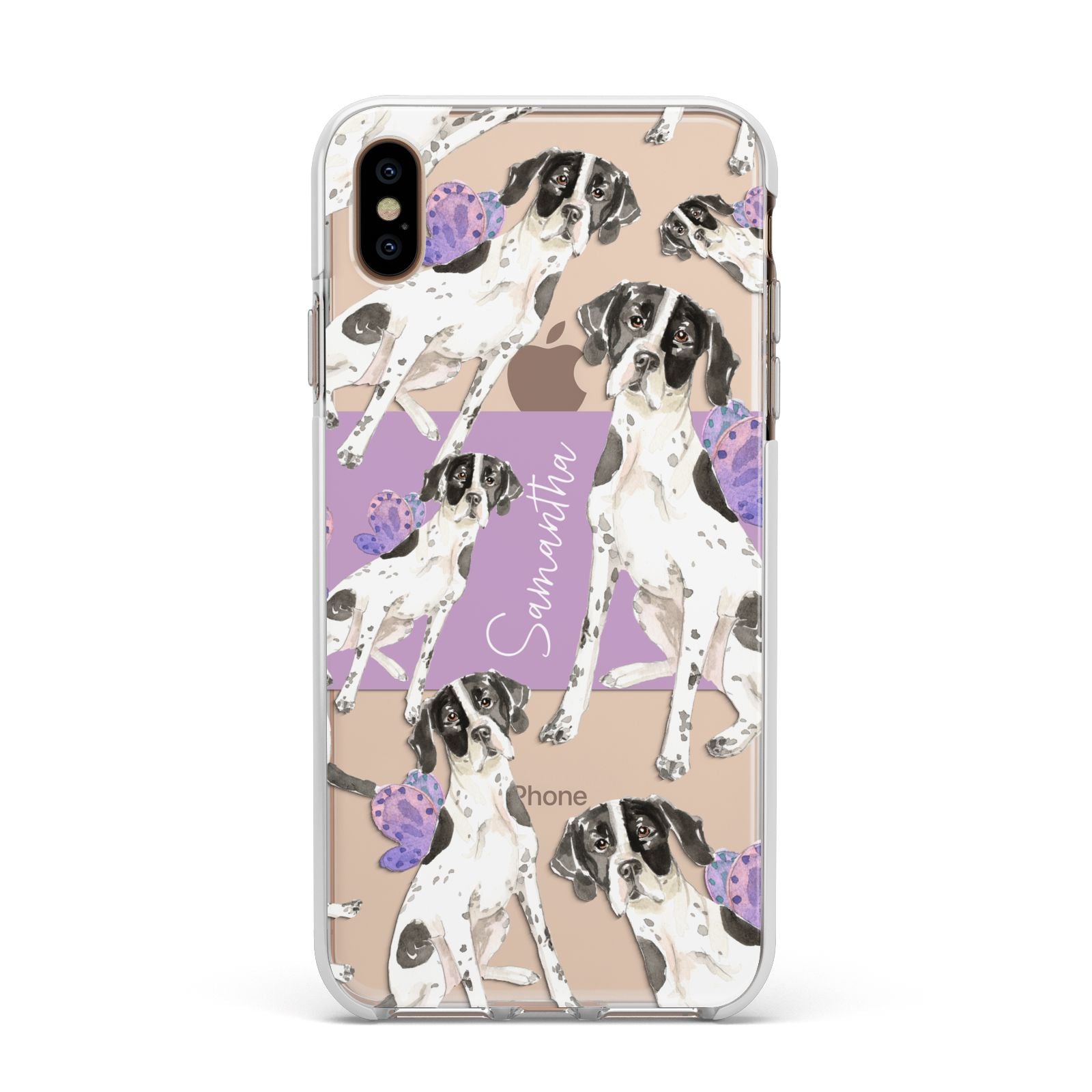 Personalised English Pointer Apple iPhone Xs Max Impact Case White Edge on Gold Phone