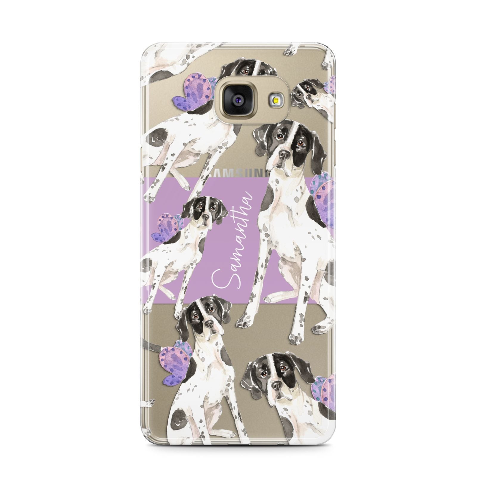 Personalised English Pointer Samsung Galaxy A7 2016 Case on gold phone