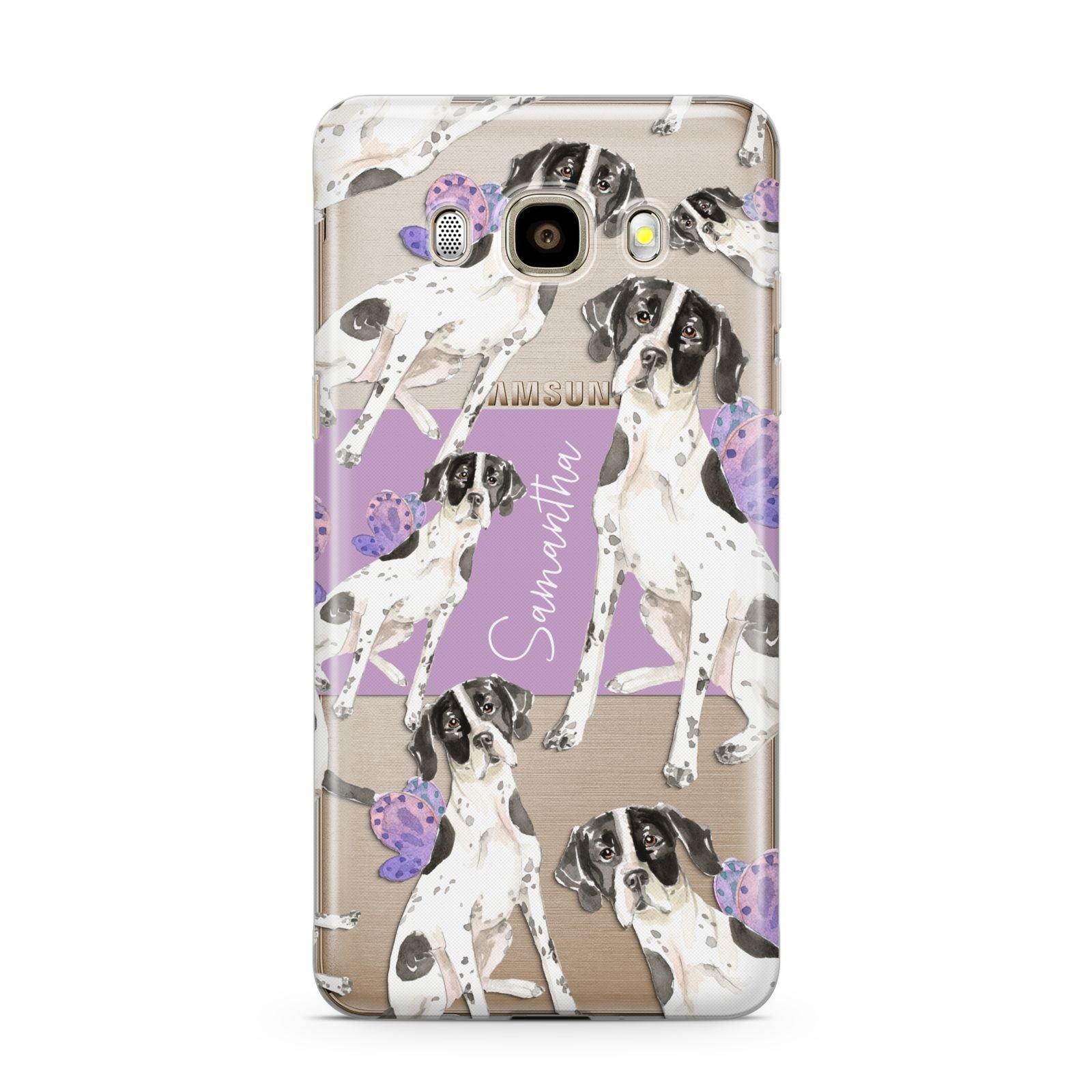 Personalised English Pointer Samsung Galaxy J7 2016 Case on gold phone