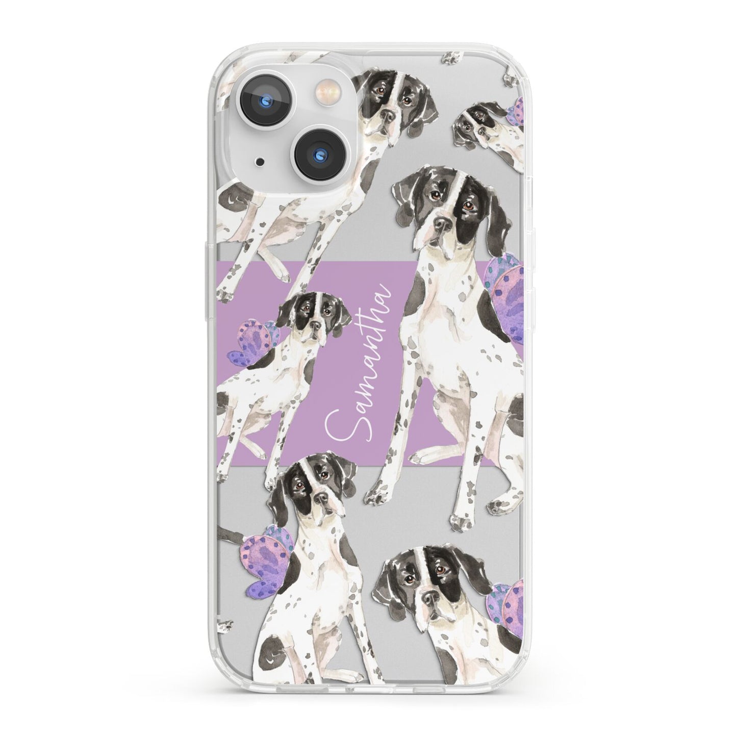 Personalised English Pointer iPhone 13 Clear Bumper Case