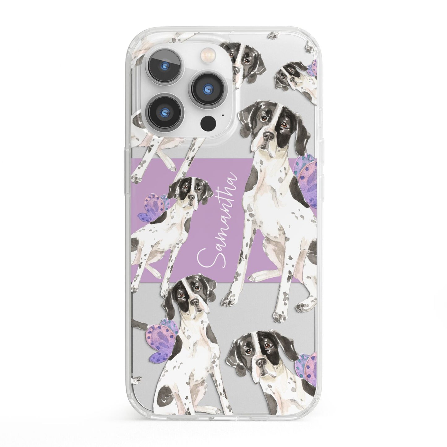 Personalised English Pointer iPhone 13 Pro Clear Bumper Case
