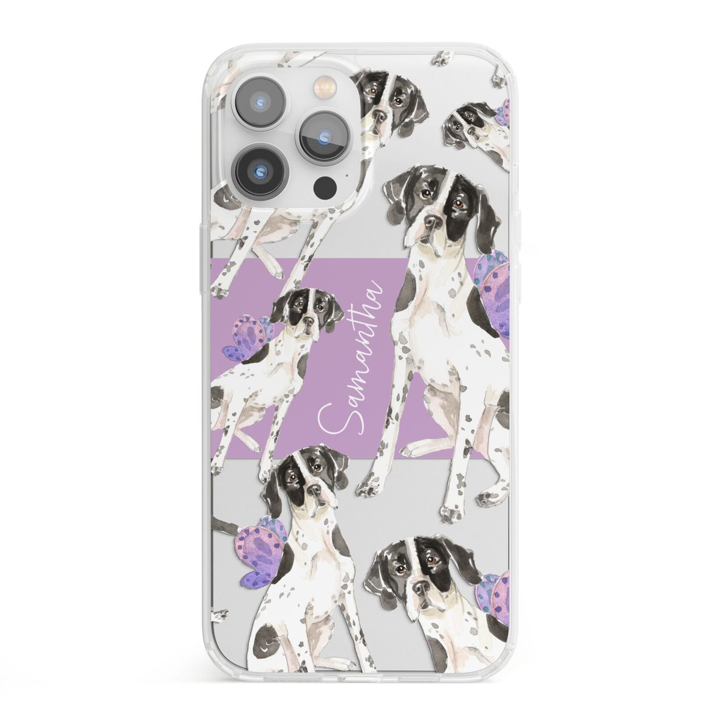 Personalised English Pointer iPhone 13 Pro Max Clear Bumper Case