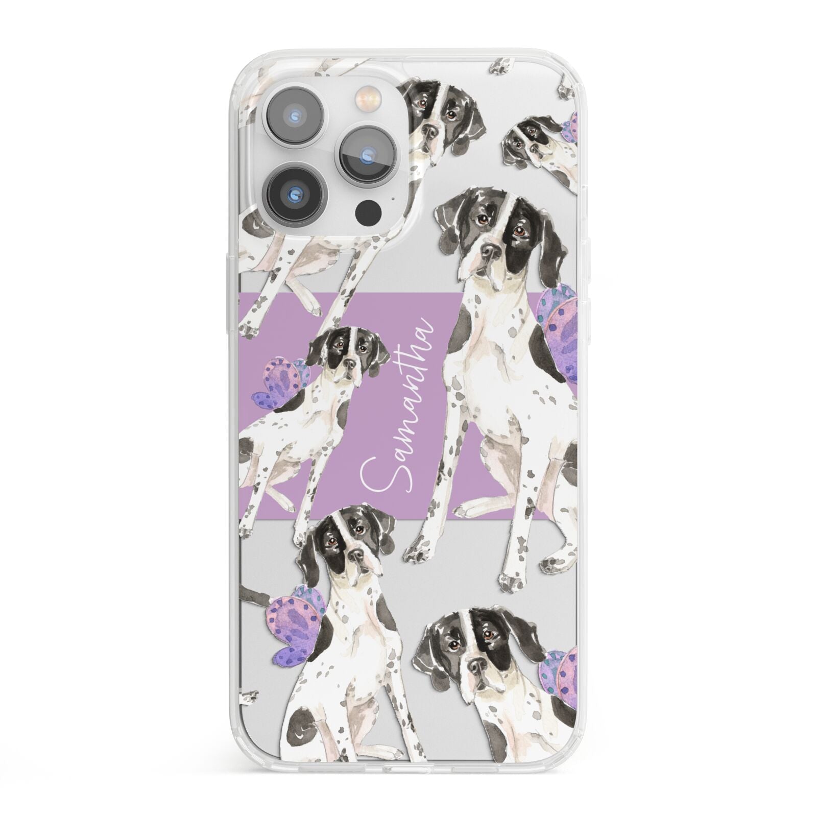 Personalised English Pointer iPhone 13 Pro Max Clear Bumper Case