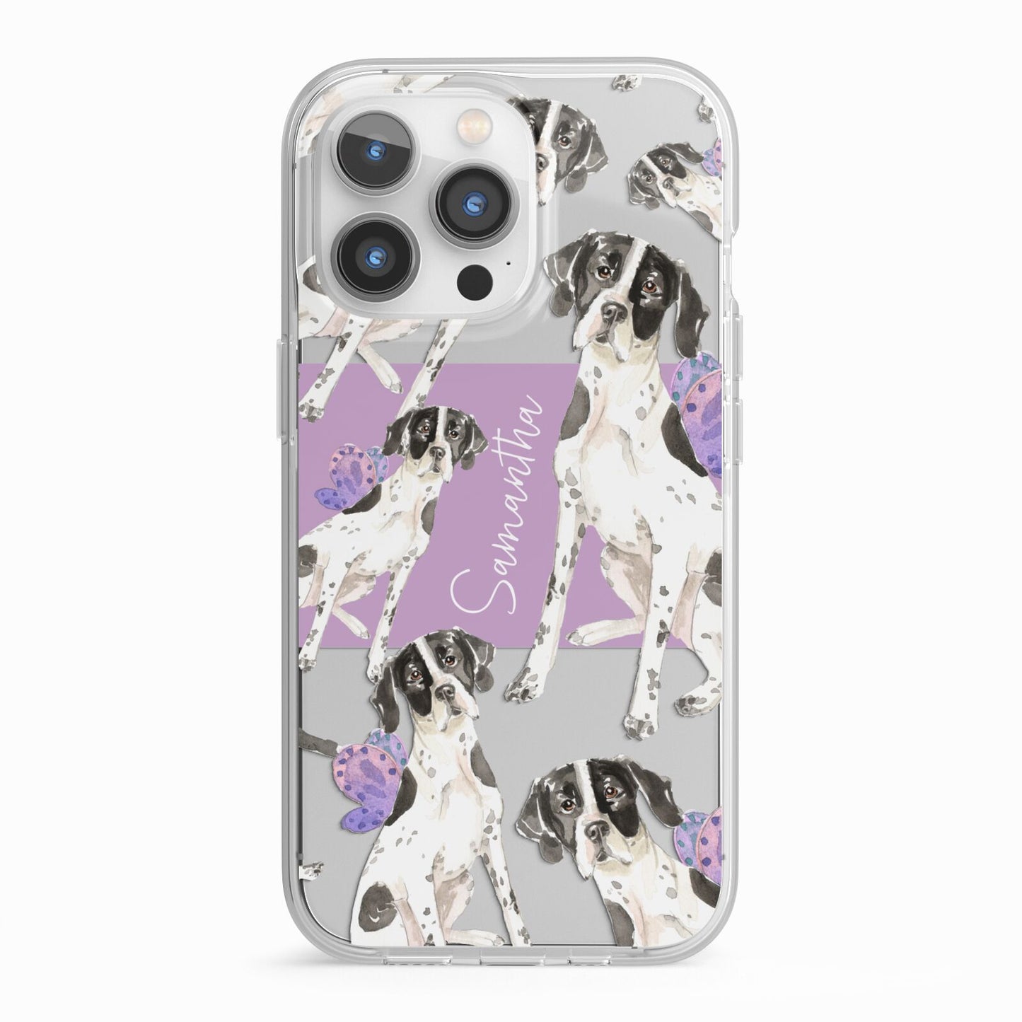 Personalised English Pointer iPhone 13 Pro TPU Impact Case with White Edges