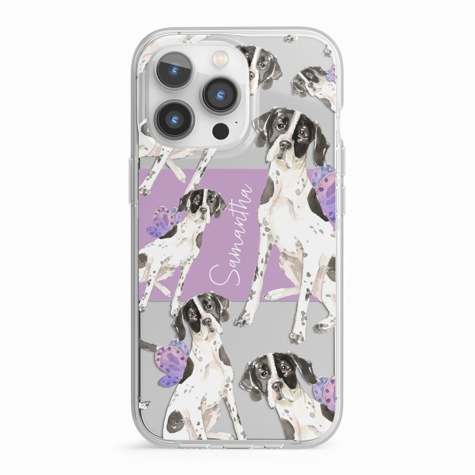 Personalised English Pointer iPhone 13 Pro TPU Impact Case with White Edges