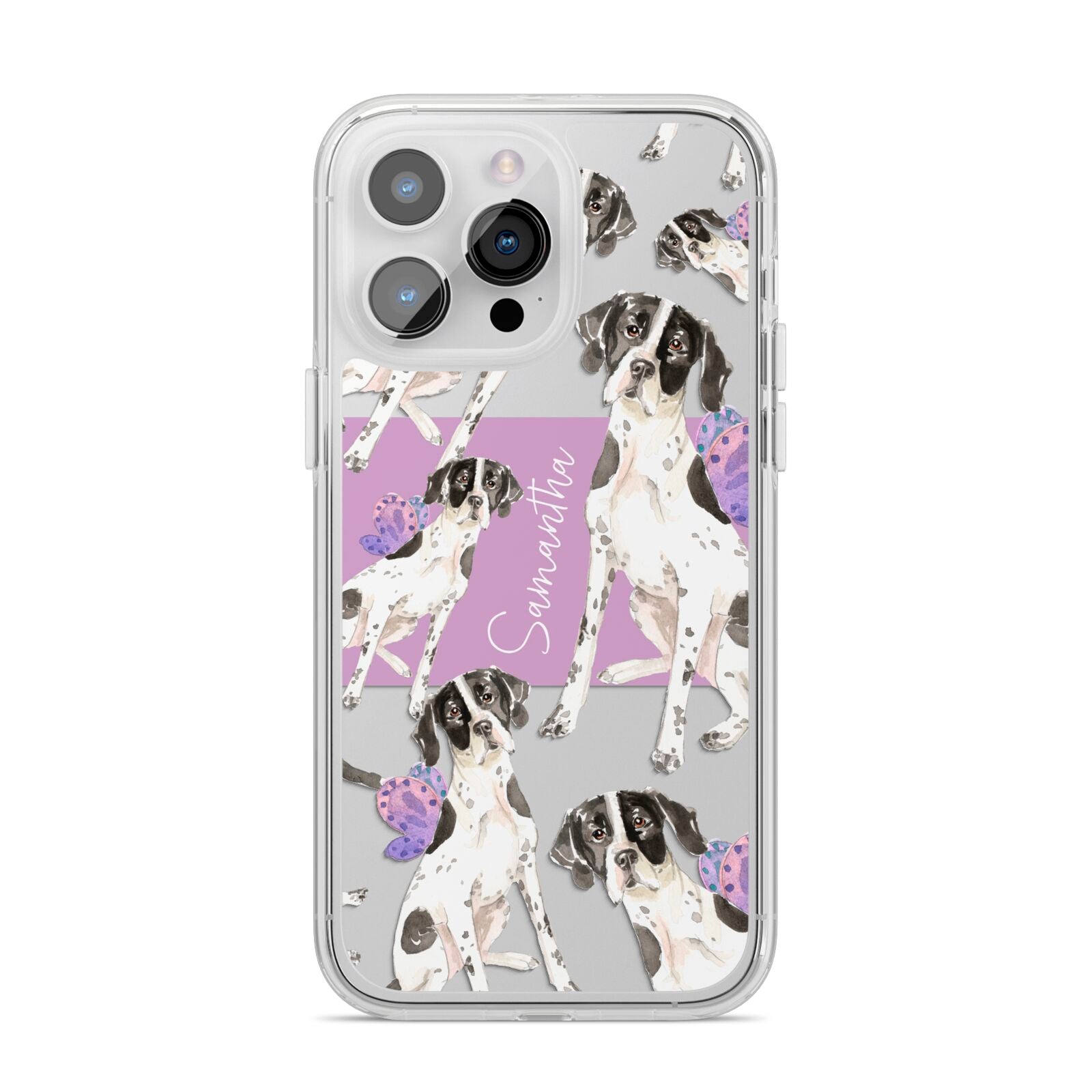 Personalised English Pointer iPhone 14 Pro Max Clear Tough Case Silver