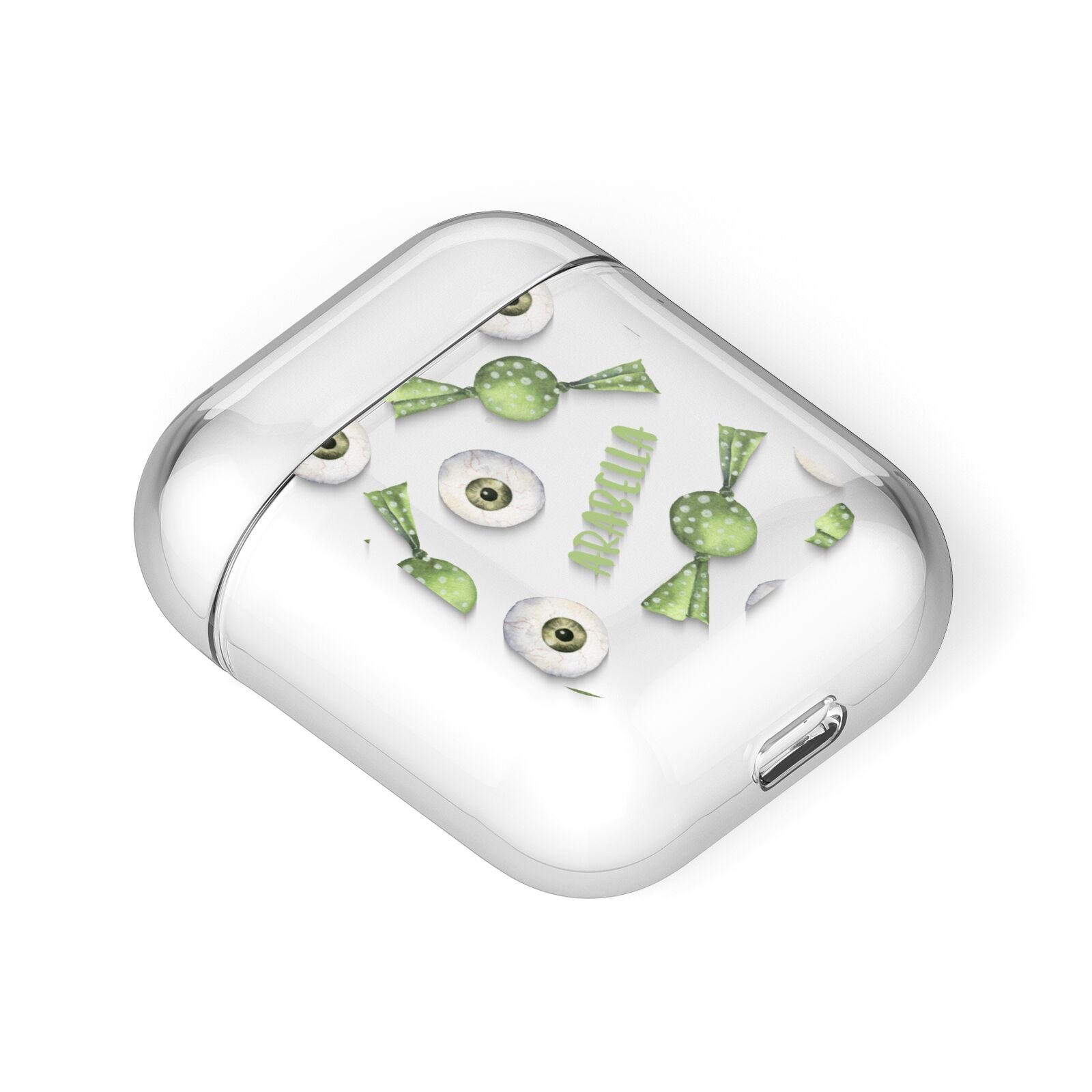 Personalised Eye Candy Halloween AirPods Case Laid Flat