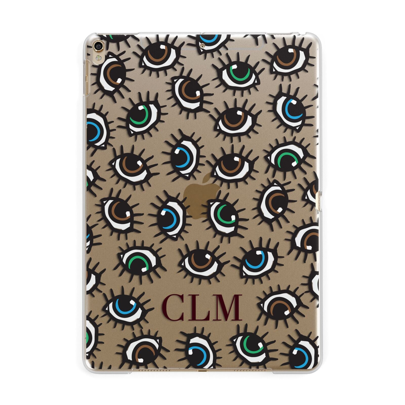 Personalised Eyes Initials Clear Apple iPad Gold Case