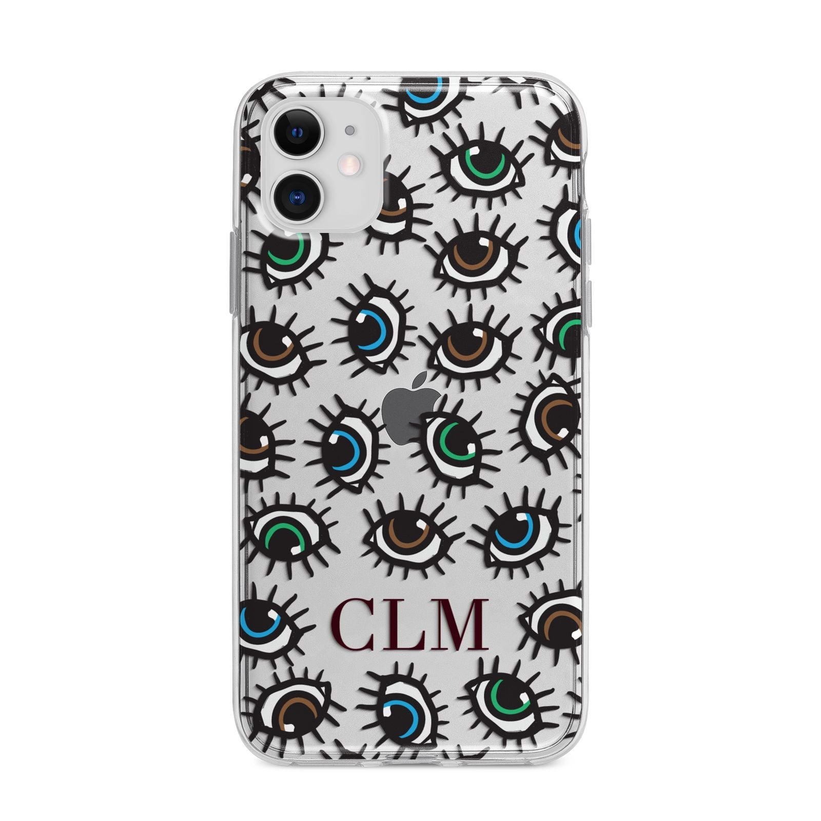 Personalised Eyes Initials Clear Apple iPhone 11 in White with Bumper Case