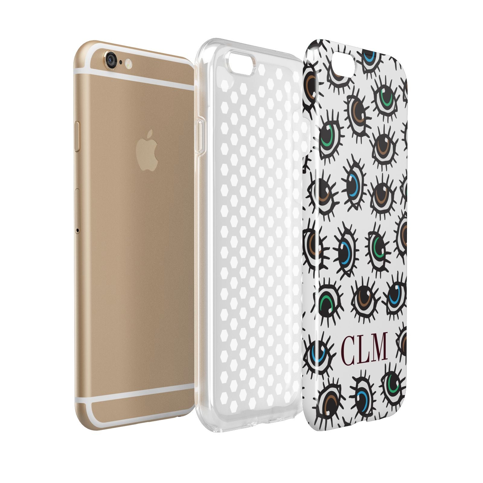 Personalised Eyes Initials Clear Apple iPhone 6 3D Tough Case Expanded view