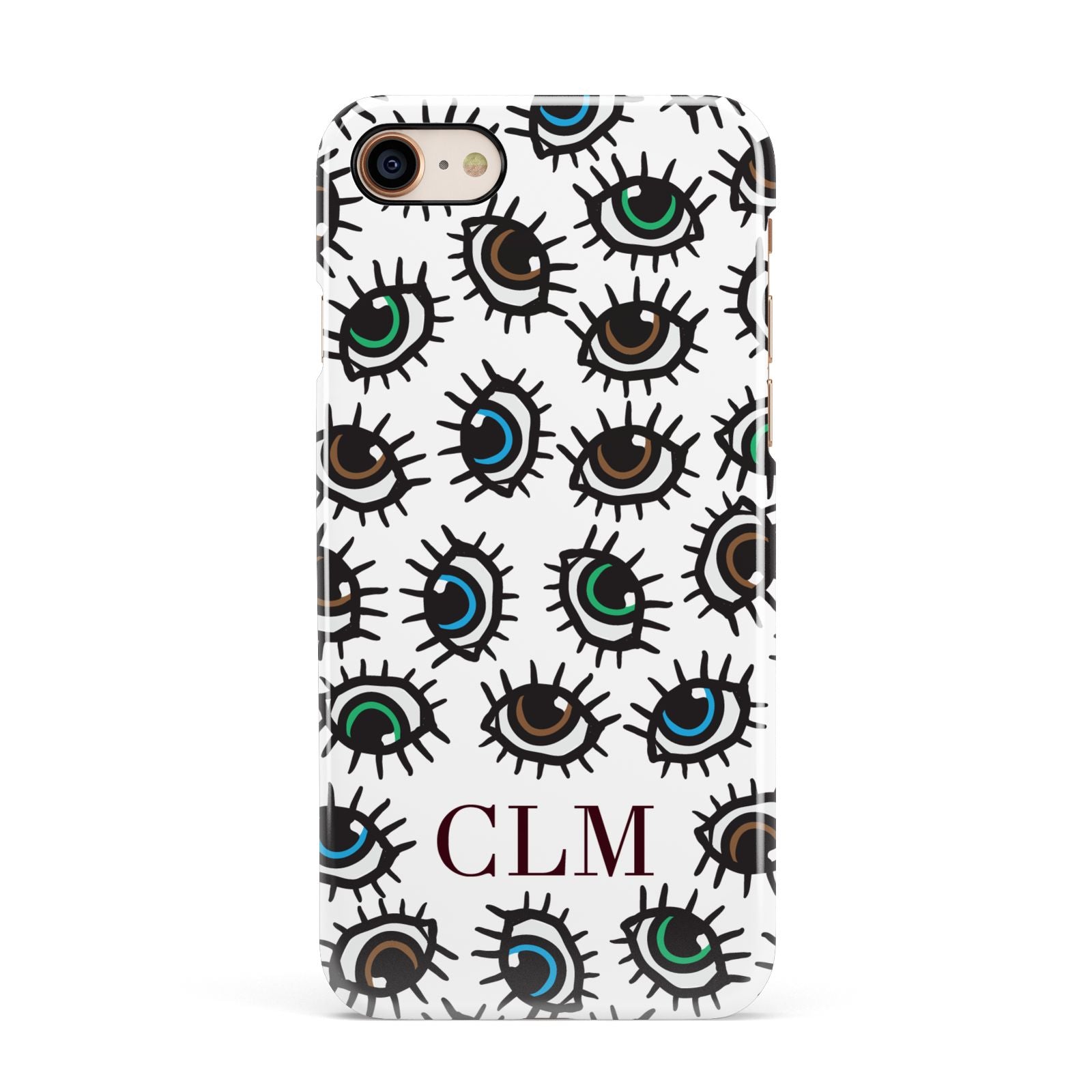 Personalised Eyes Initials Clear Apple iPhone 7 8 3D Snap Case