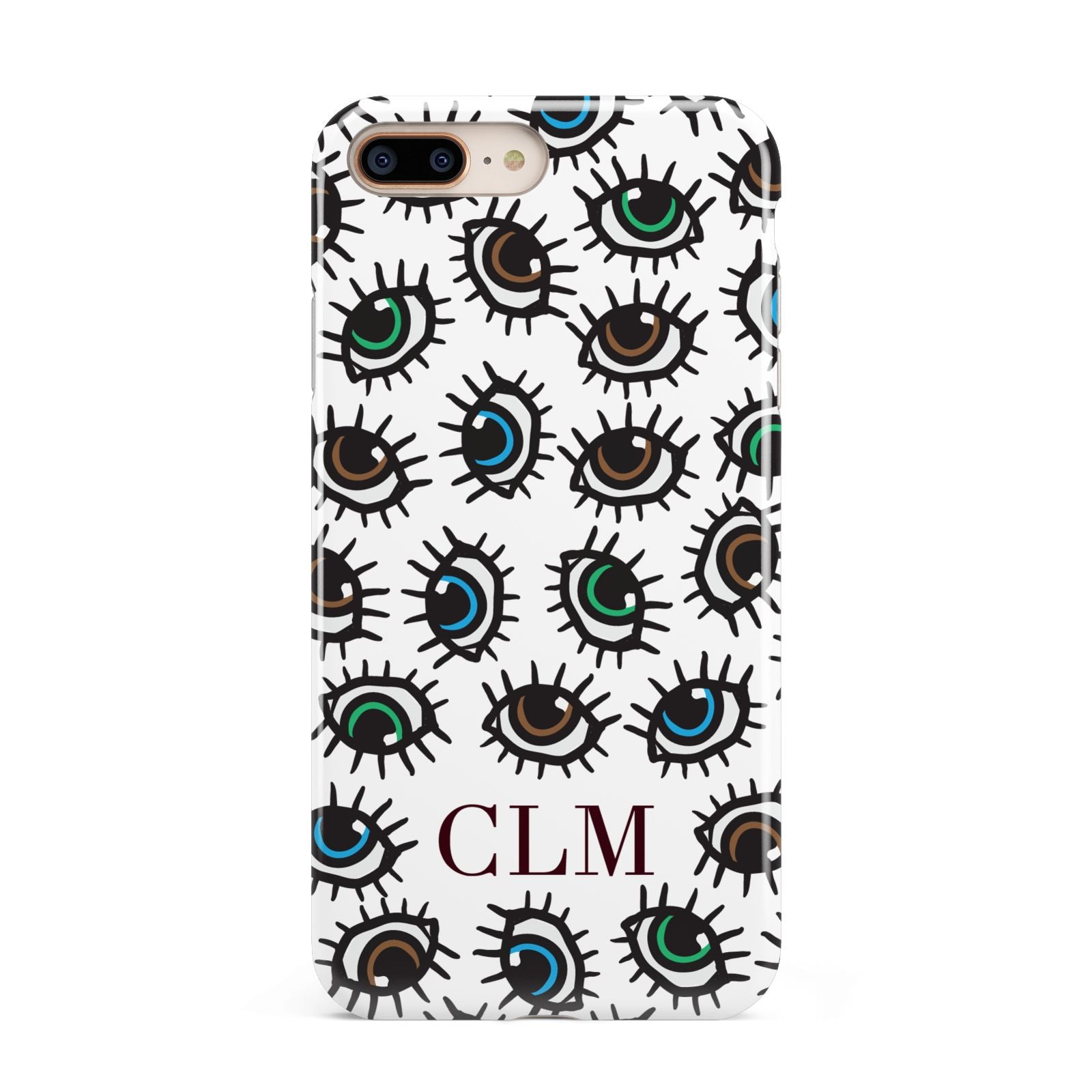 Personalised Eyes Initials Clear Apple iPhone 7 8 Plus 3D Tough Case