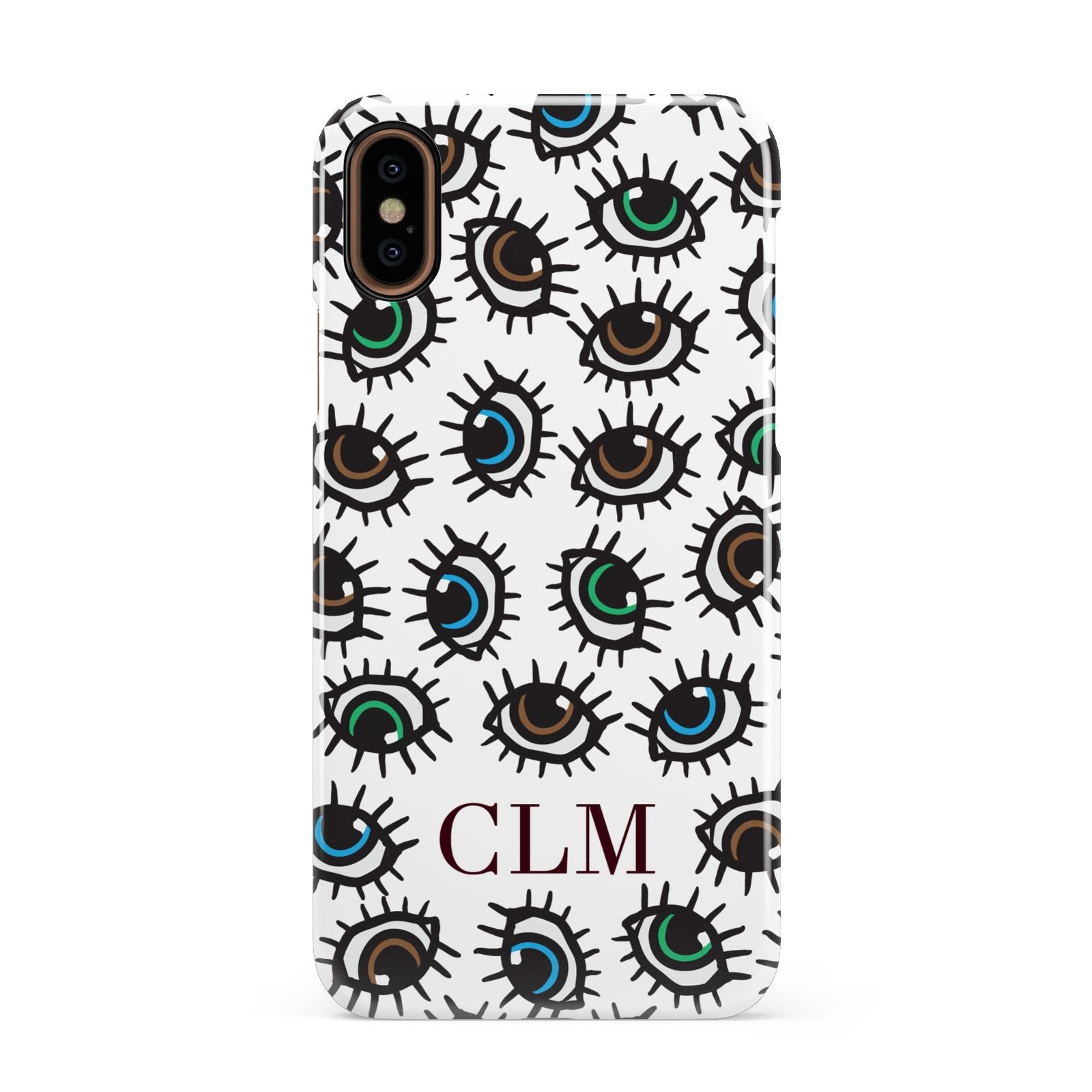 Personalised Eyes Initials Clear Apple iPhone XS 3D Snap Case
