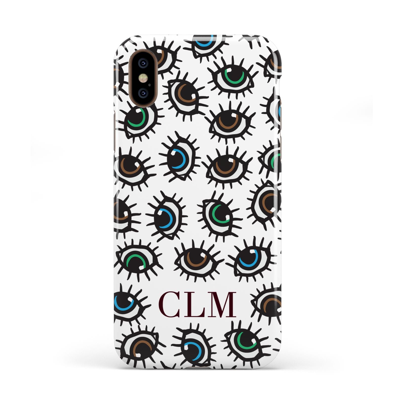 Personalised Eyes Initials Clear Apple iPhone XS 3D Tough