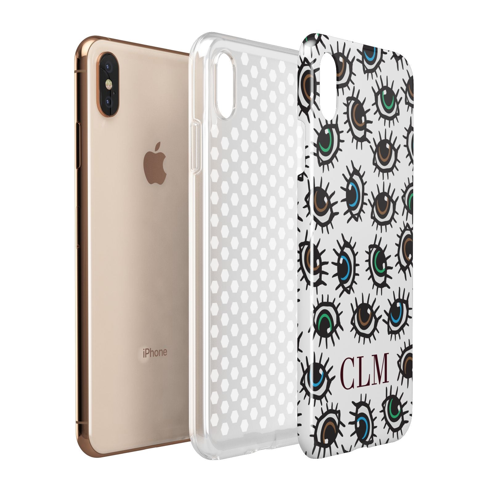 Personalised Eyes Initials Clear Apple iPhone Xs Max 3D Tough Case Expanded View