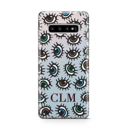 Personalised Eyes Initials Clear Samsung Galaxy S10 Case