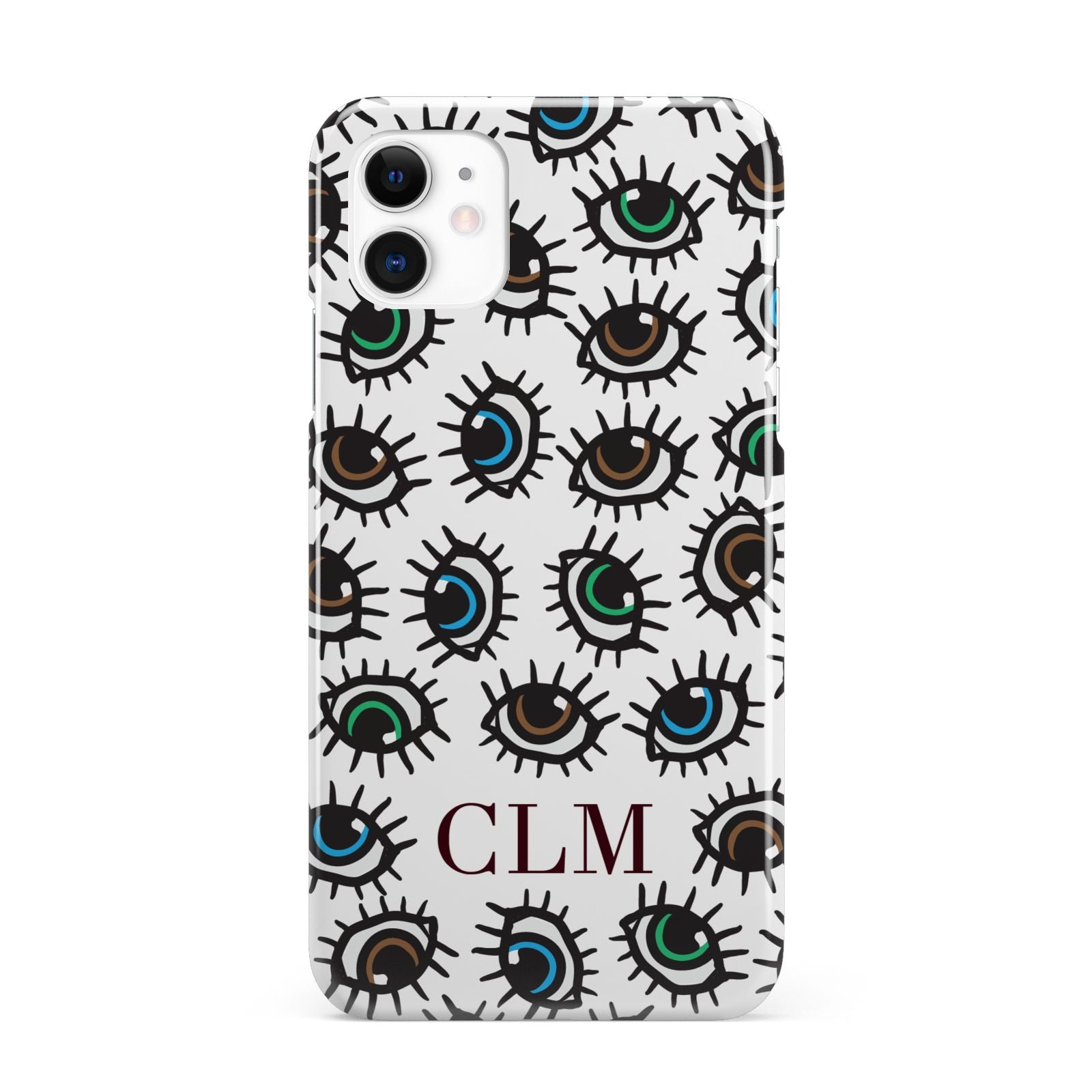 Personalised Eyes Initials Clear iPhone 11 3D Snap Case