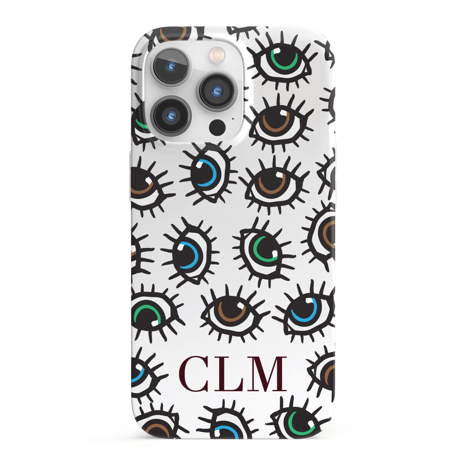Personalised Eyes Initials Clear iPhone 13 Pro Full Wrap 3D Snap Case