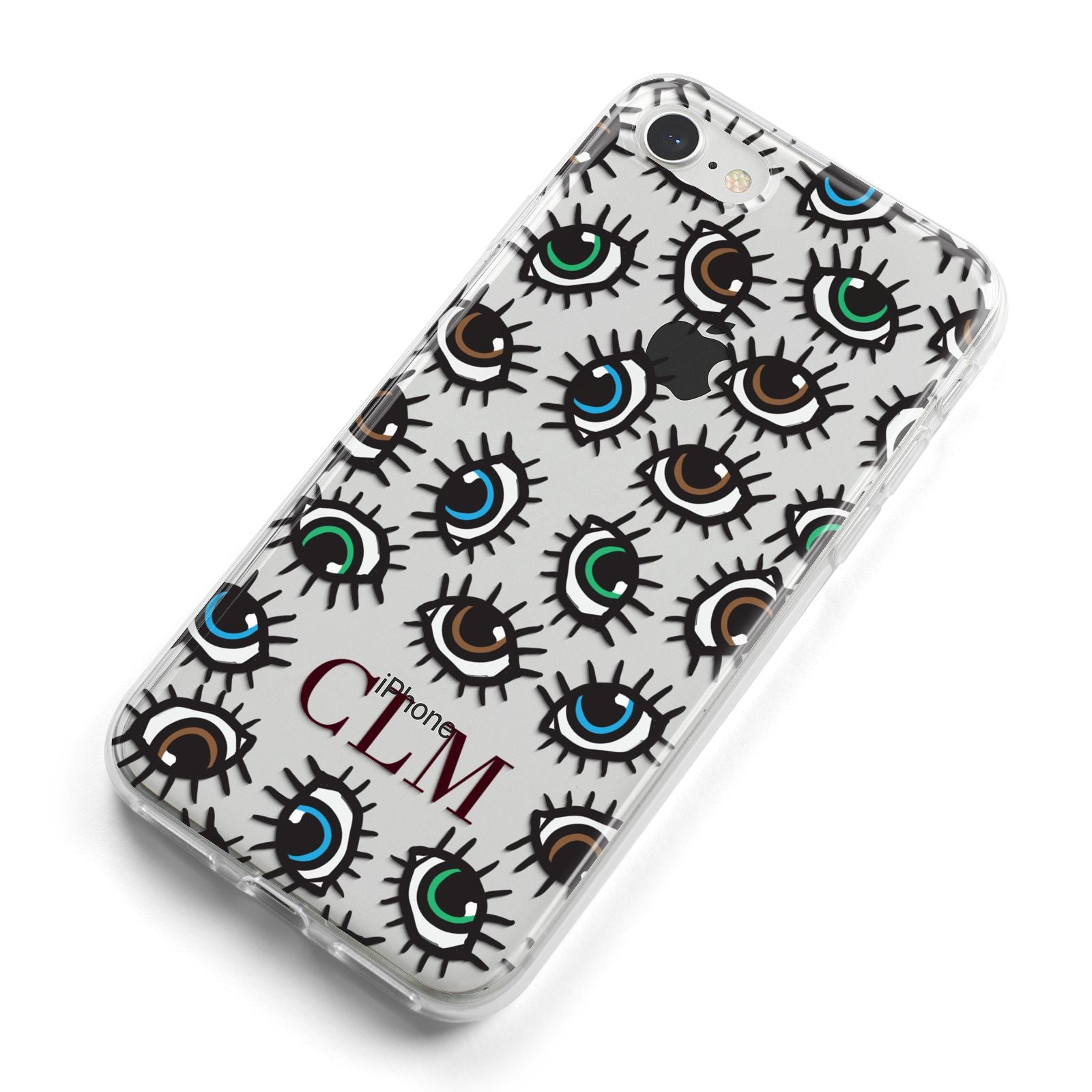 Personalised Eyes Initials Clear iPhone 8 Bumper Case on Silver iPhone Alternative Image