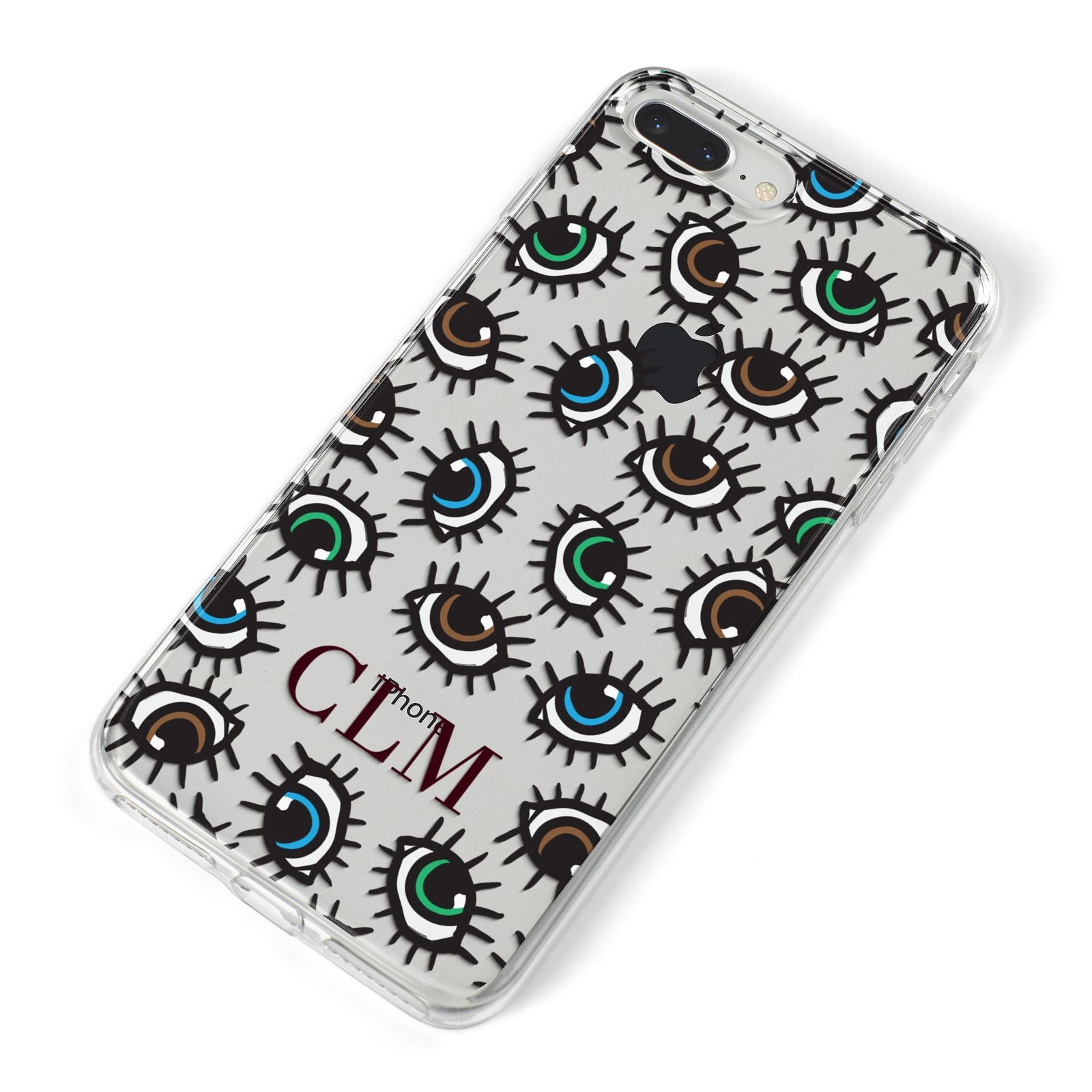 Personalised Eyes Initials Clear iPhone 8 Plus Bumper Case on Silver iPhone Alternative Image