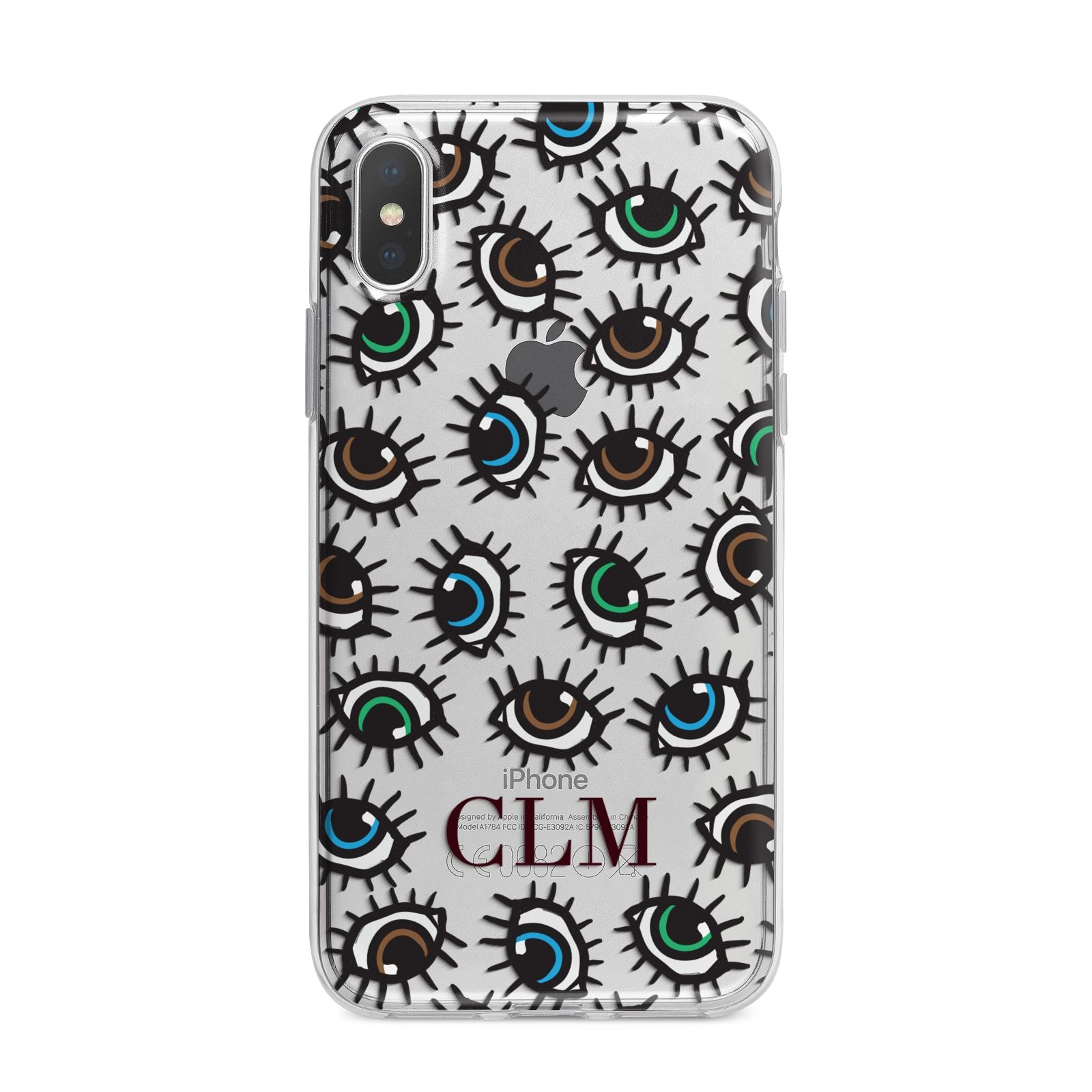 Personalised Eyes Initials Clear iPhone X Bumper Case on Silver iPhone Alternative Image 1