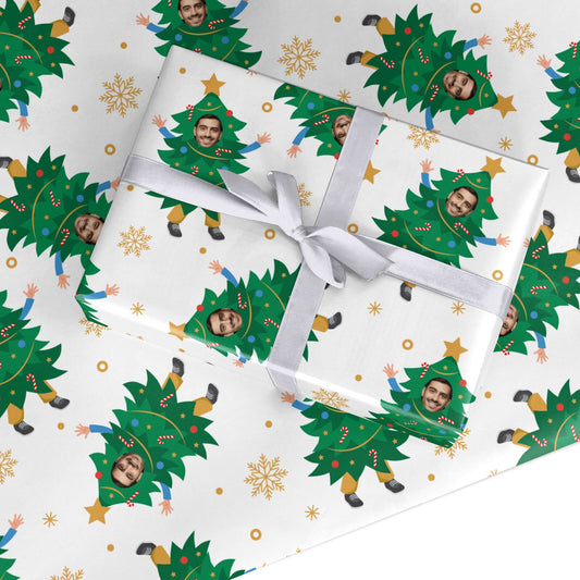 Personalised Face Christmas Tree Custom Wrapping Paper
