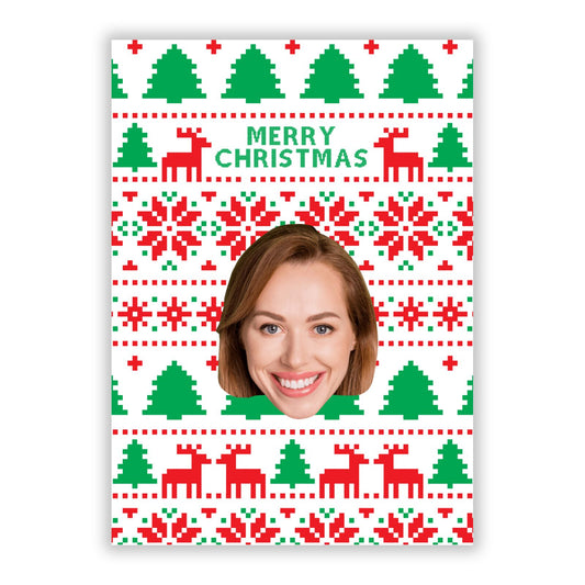 Personalised Face Nordic Christmas A5 Flat Greetings Card