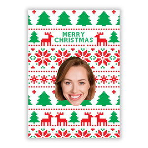 Personalisiertes Gesicht nordischer Weihnachtsgrüßkarte