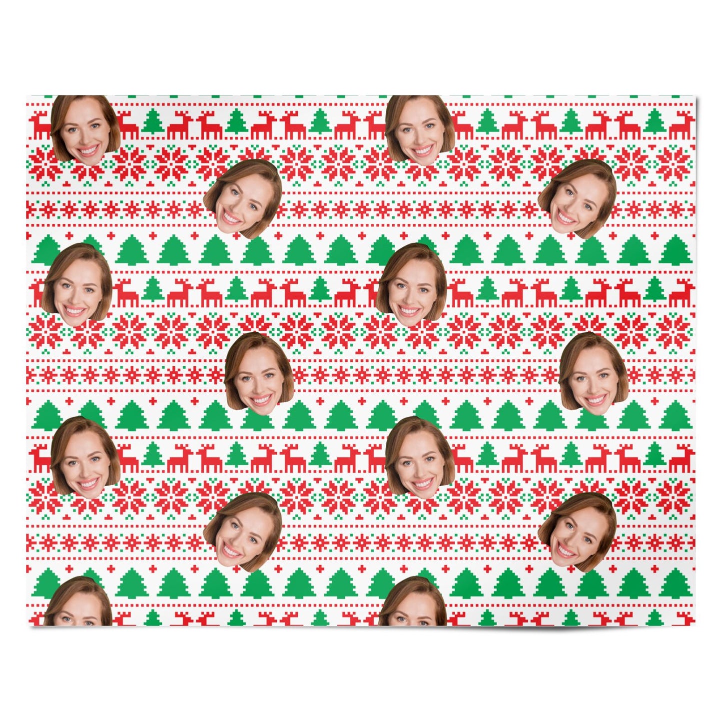 Personalised Face Nordic Christmas Personalised Wrapping Paper Alternative