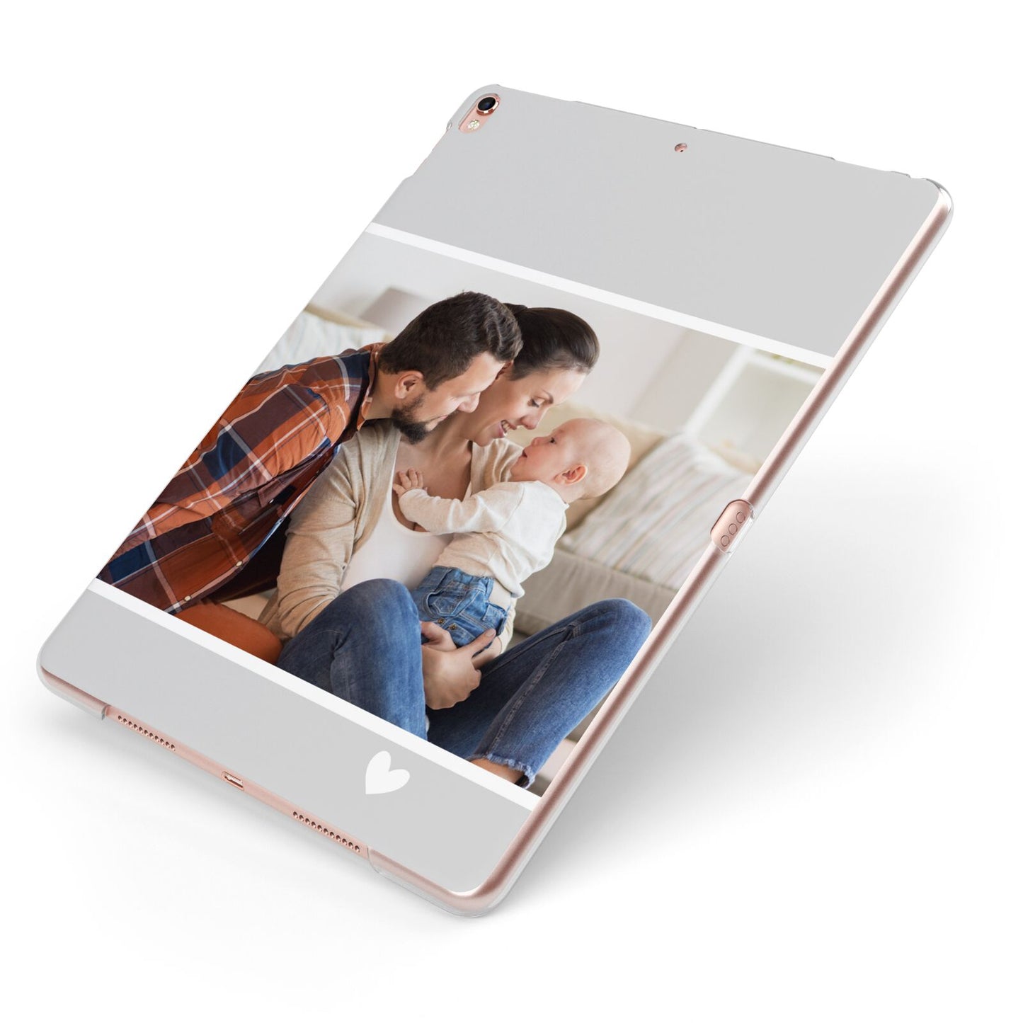 Personalised Family Portrait Apple iPad Case on Rose Gold iPad Side View