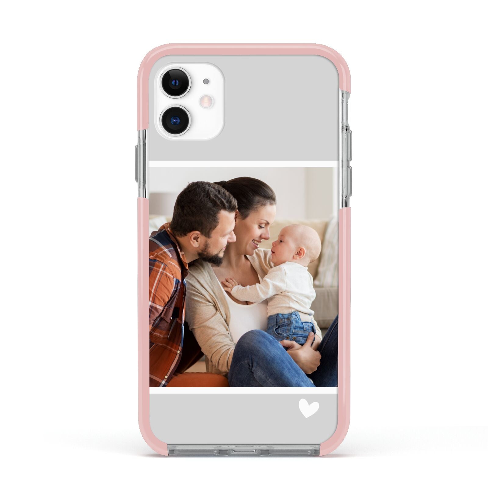 Personalised Family Portrait Apple iPhone 11 in White with Pink Impact Case