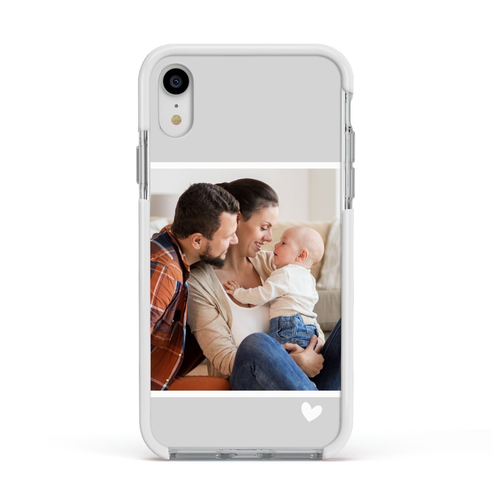 Personalised Family Portrait Apple iPhone XR Impact Case White Edge on Silver Phone
