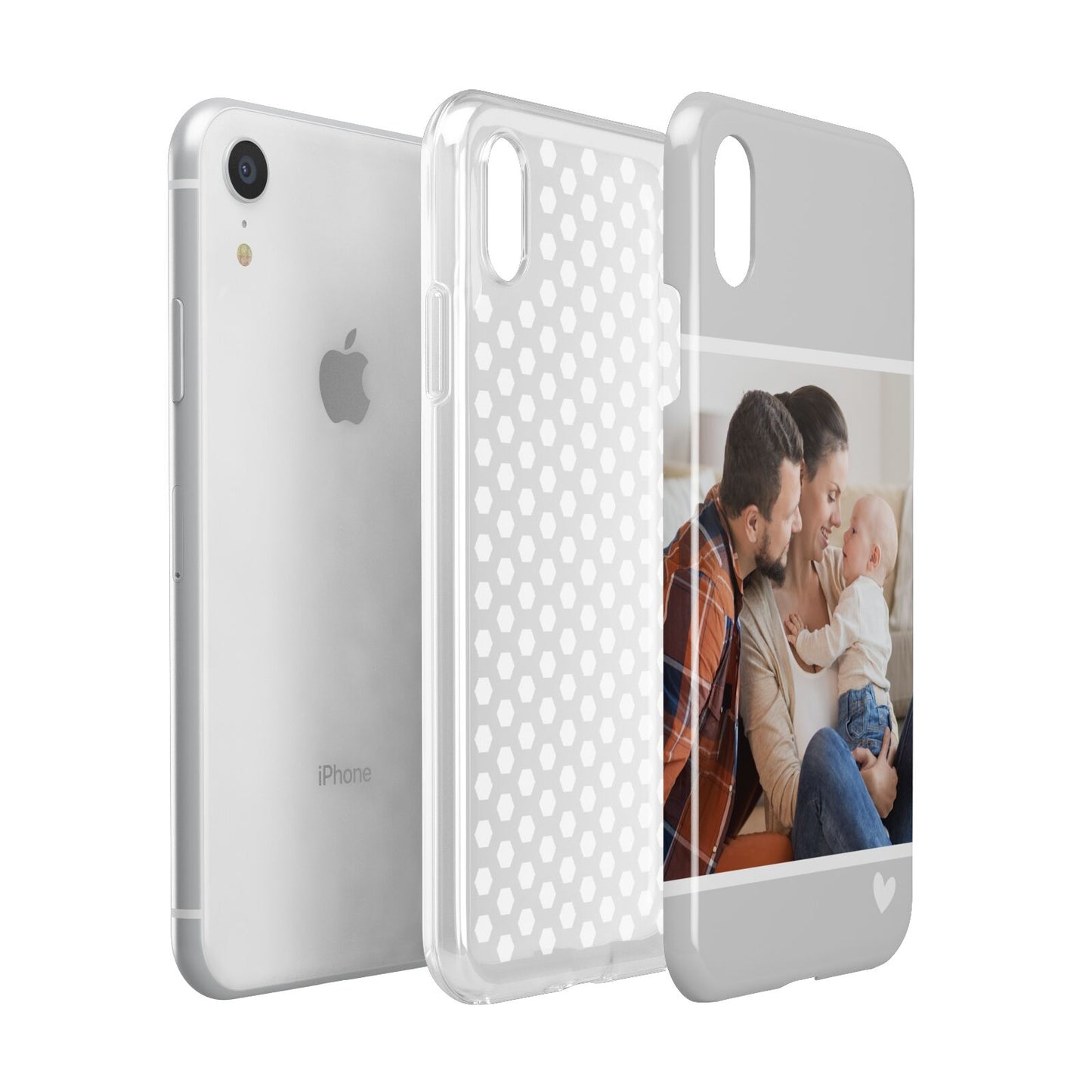 Personalised Family Portrait Apple iPhone XR White 3D Tough Case Expanded view