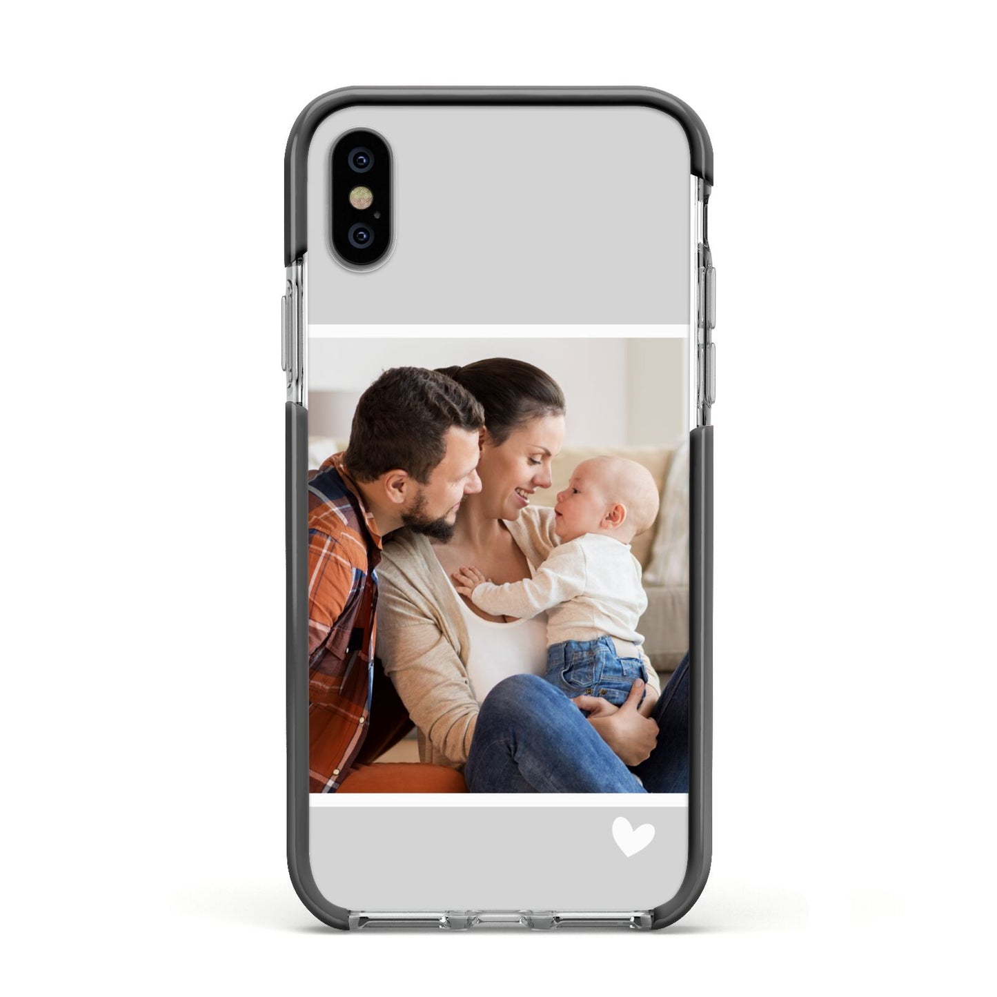 Personalised Family Portrait Apple iPhone Xs Impact Case Black Edge on Silver Phone