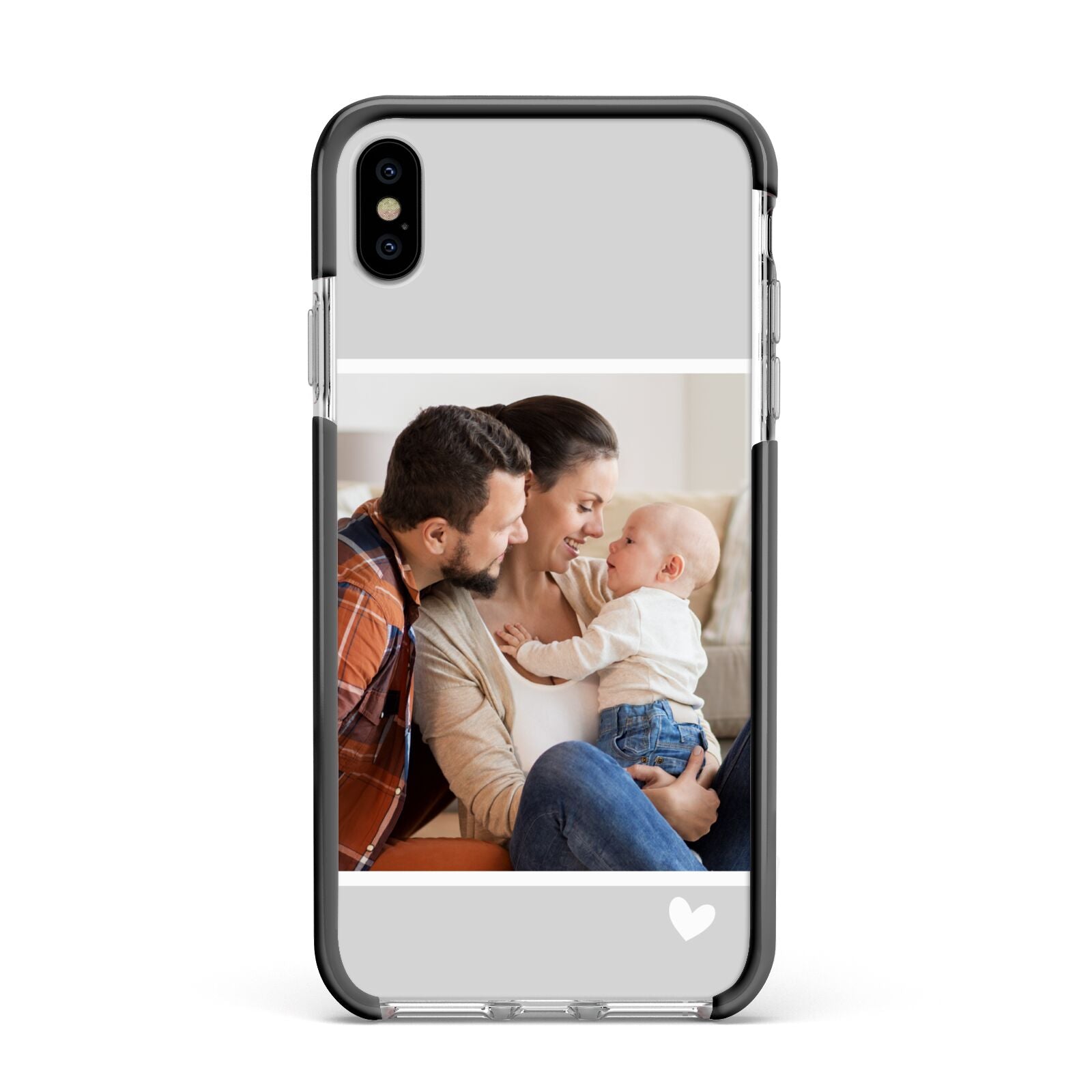 Personalised Family Portrait Apple iPhone Xs Max Impact Case Black Edge on Silver Phone