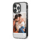 Personalised Family Portrait iPhone 13 Pro Black Impact Case Side Angle on Silver phone