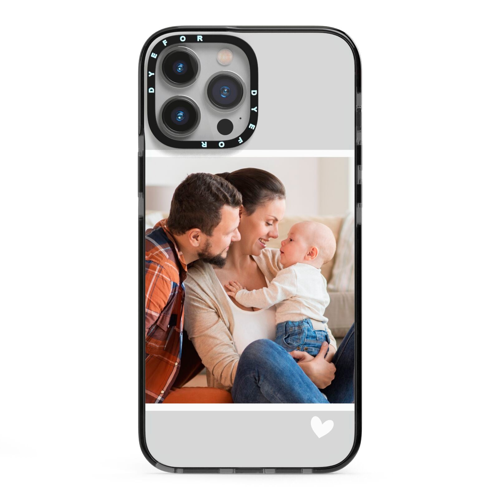Personalised Family Portrait iPhone 13 Pro Max Black Impact Case on Silver phone